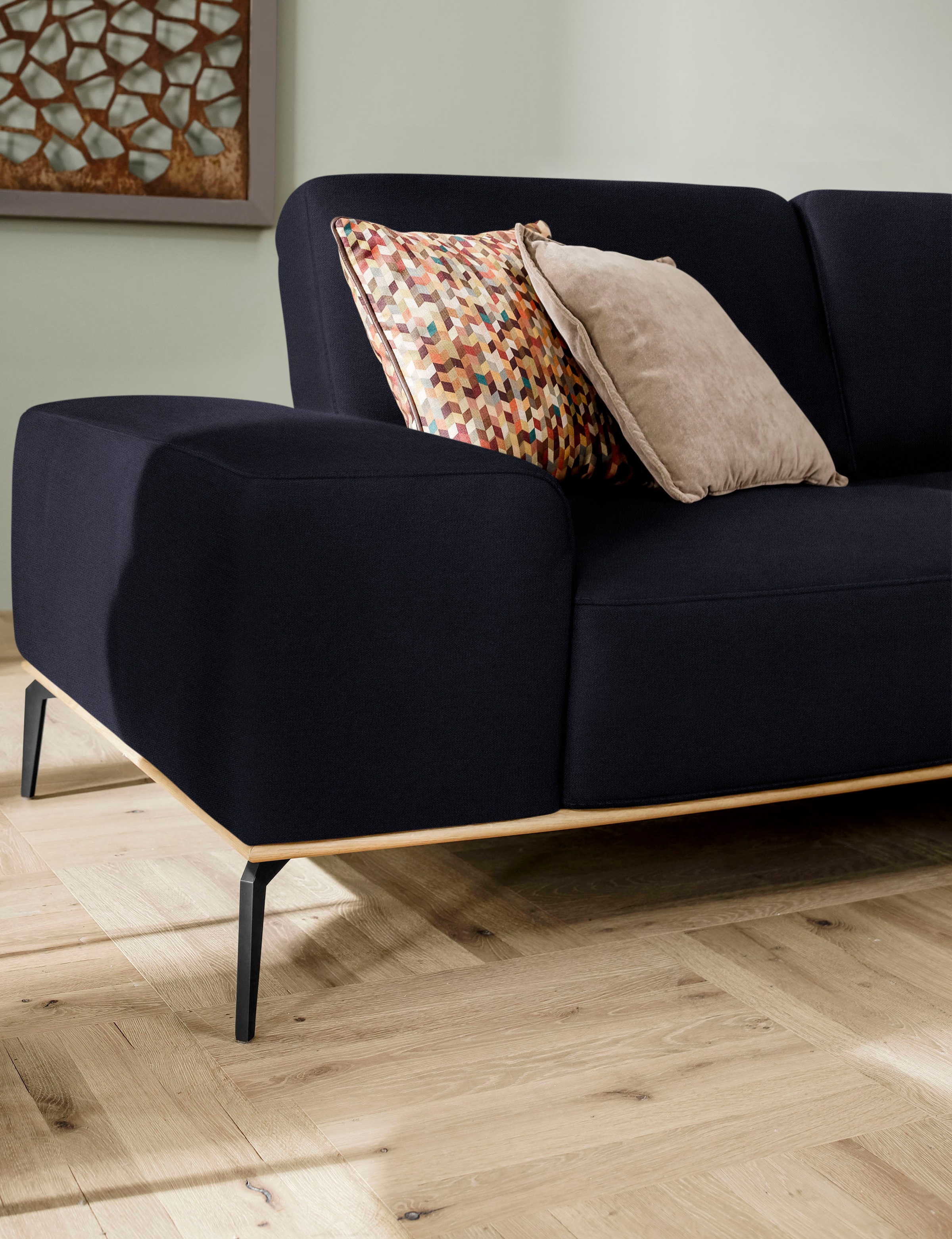 W.SCHILLIG Ecksofa »run, Designsofa mit tollem Sitzkomfort, bequem, L-Form«, mit Holzsockel, Füße in Schwarz pulverbeschichtet, Breite 319 cm