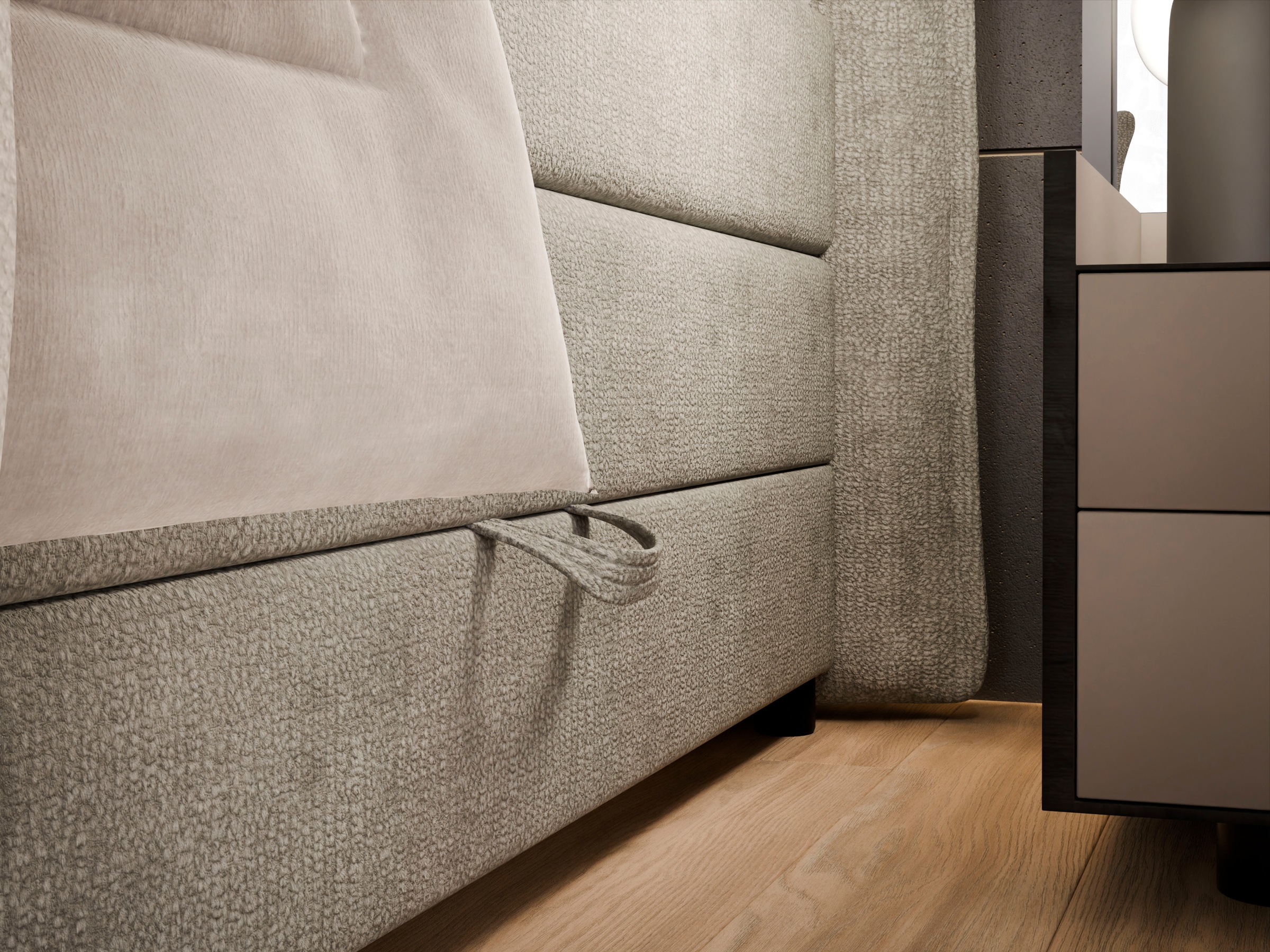 FORTE Boxspringbett »Harmonie inkl. Bettkasten und Topper, Kopf- und Fußteil in Kissenoptik« in den Breiten 140cm, 160cm und 180cm erhältlich