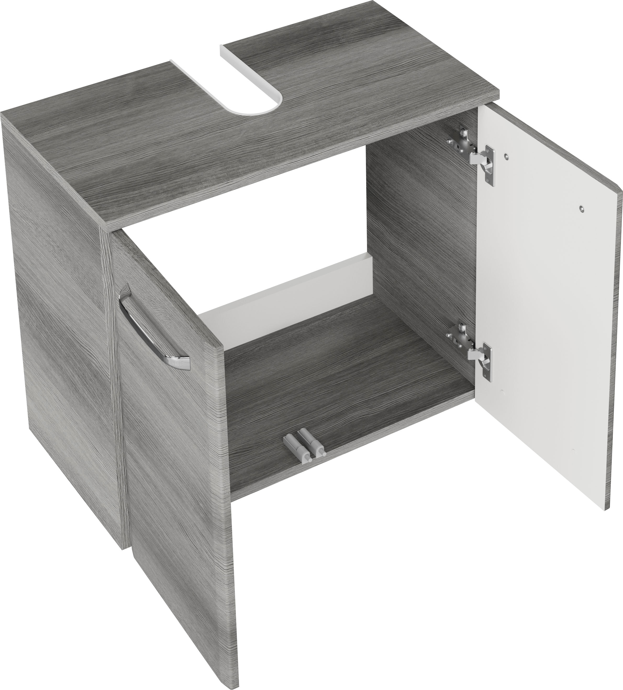 Saphir Waschbeckenunterschrank »Quickset Unterbeckenschrank mit 2 Türen, Siphonausschnitt, 60 cm breit«, Waschbeckenschrank inkl. Türdämpfer, Griffe in Chrom Glanz