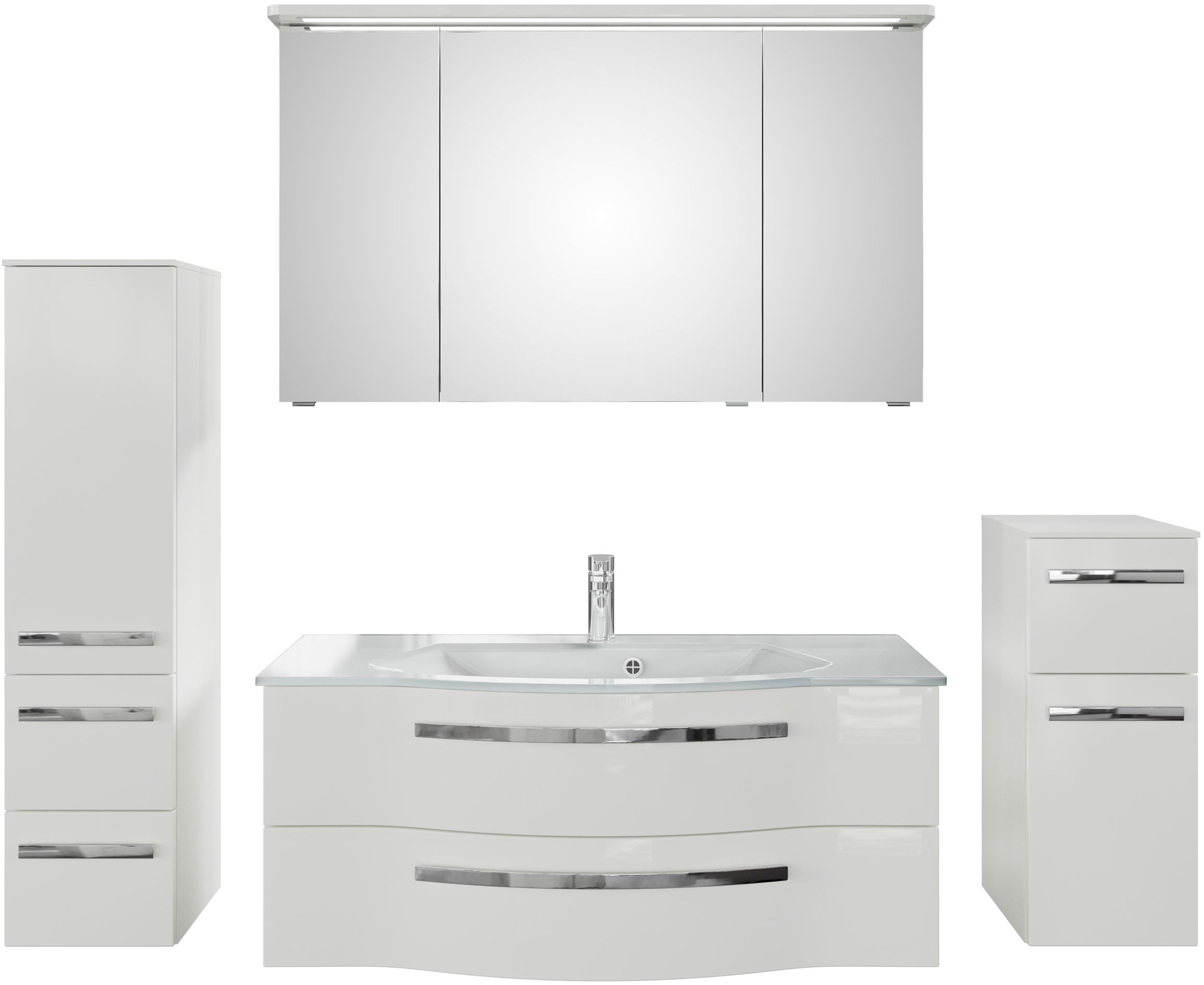 Saphir Badmöbel-Set »Serie 4005, vormontiert, Glaswaschbecken, Spiegelschra günstig online kaufen