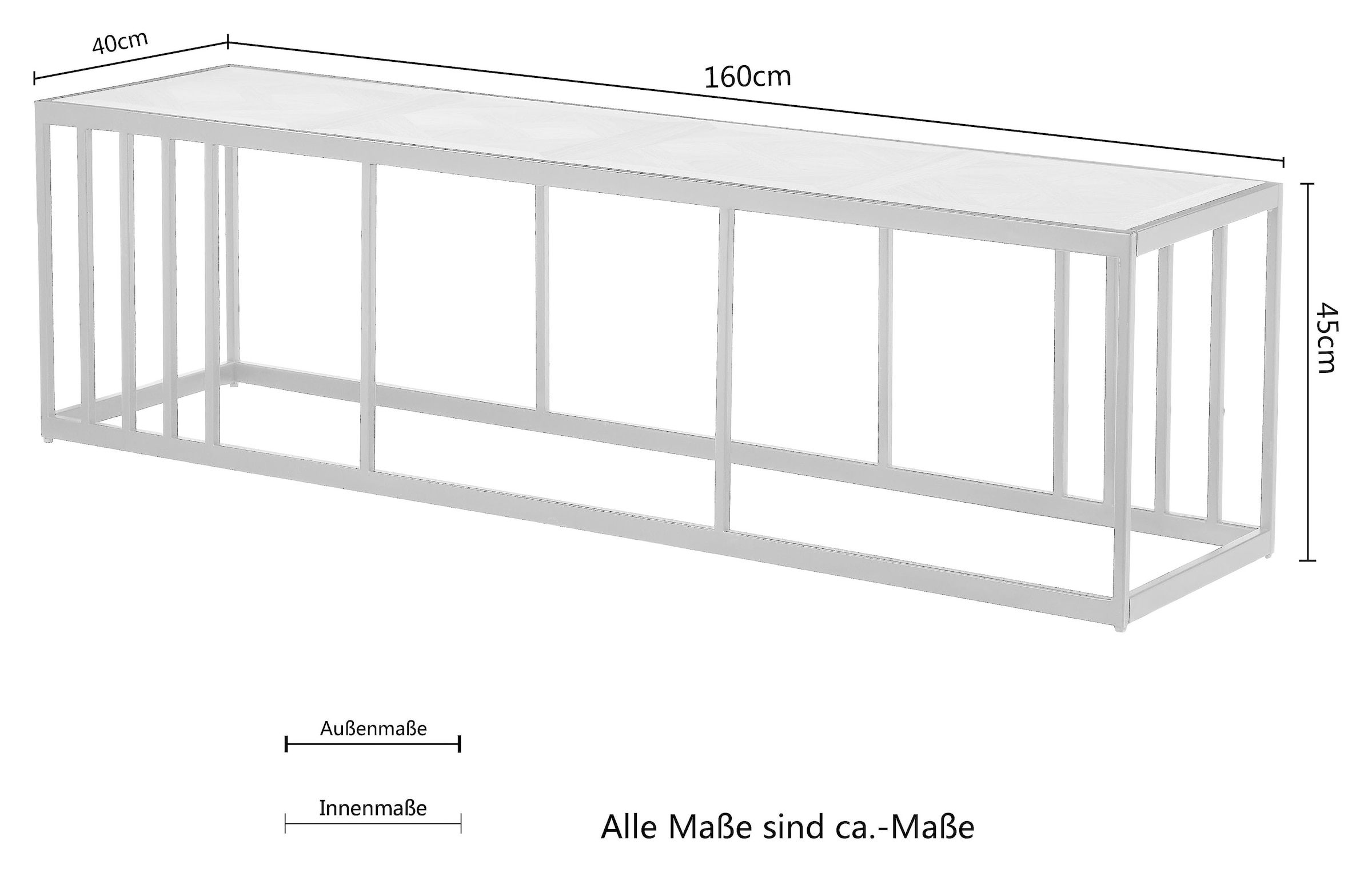 Home affaire Lowboard »Sumac Ridge Road«, aus MDF und Furnier, Füße aus Metall, Breite 160 cm