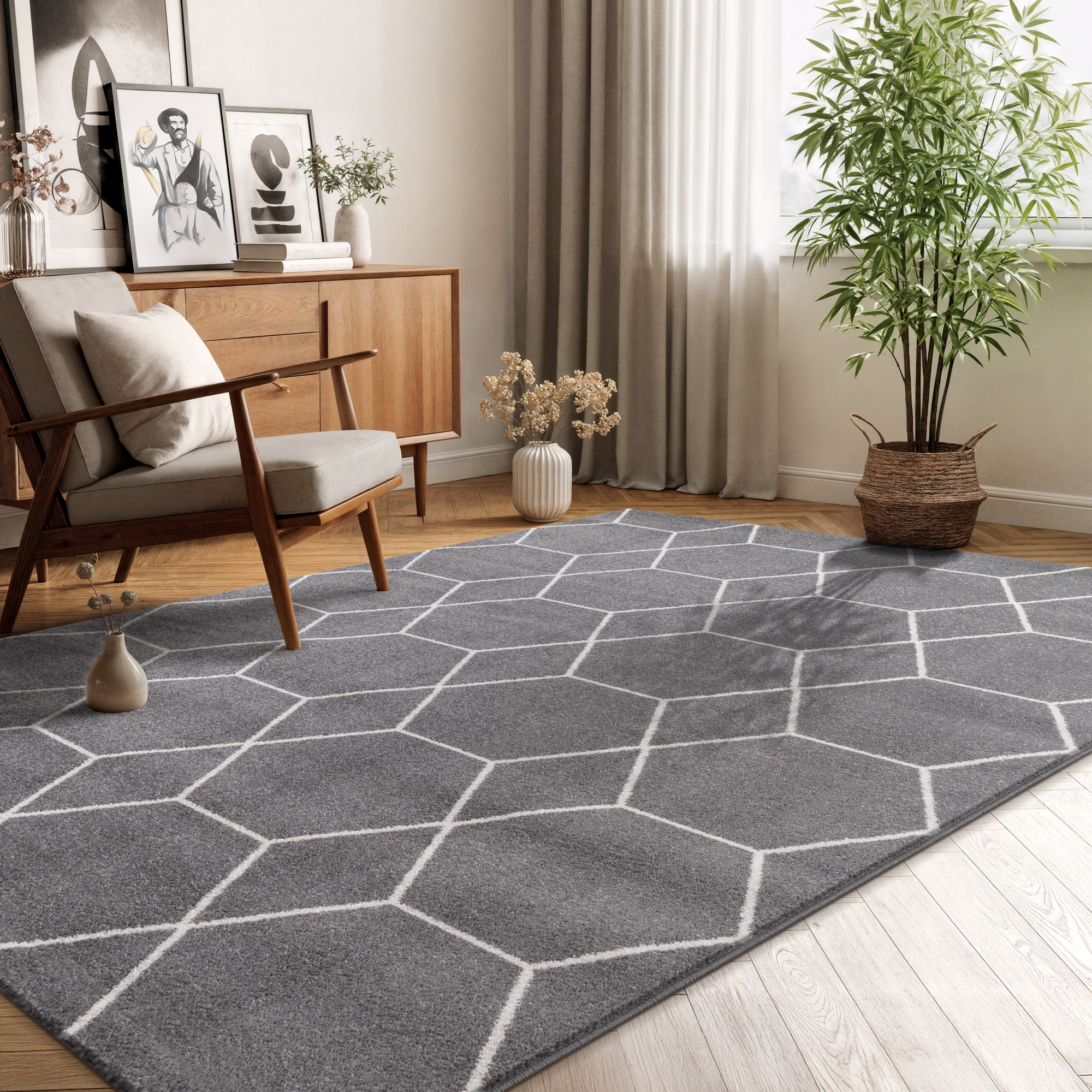 Sanat Teppich »Trellis , auch als Läufer und Rund« rechteckig 10 mm Höhe Kurzflor, skandi, boho, große Farbauswahl, alle Räume
