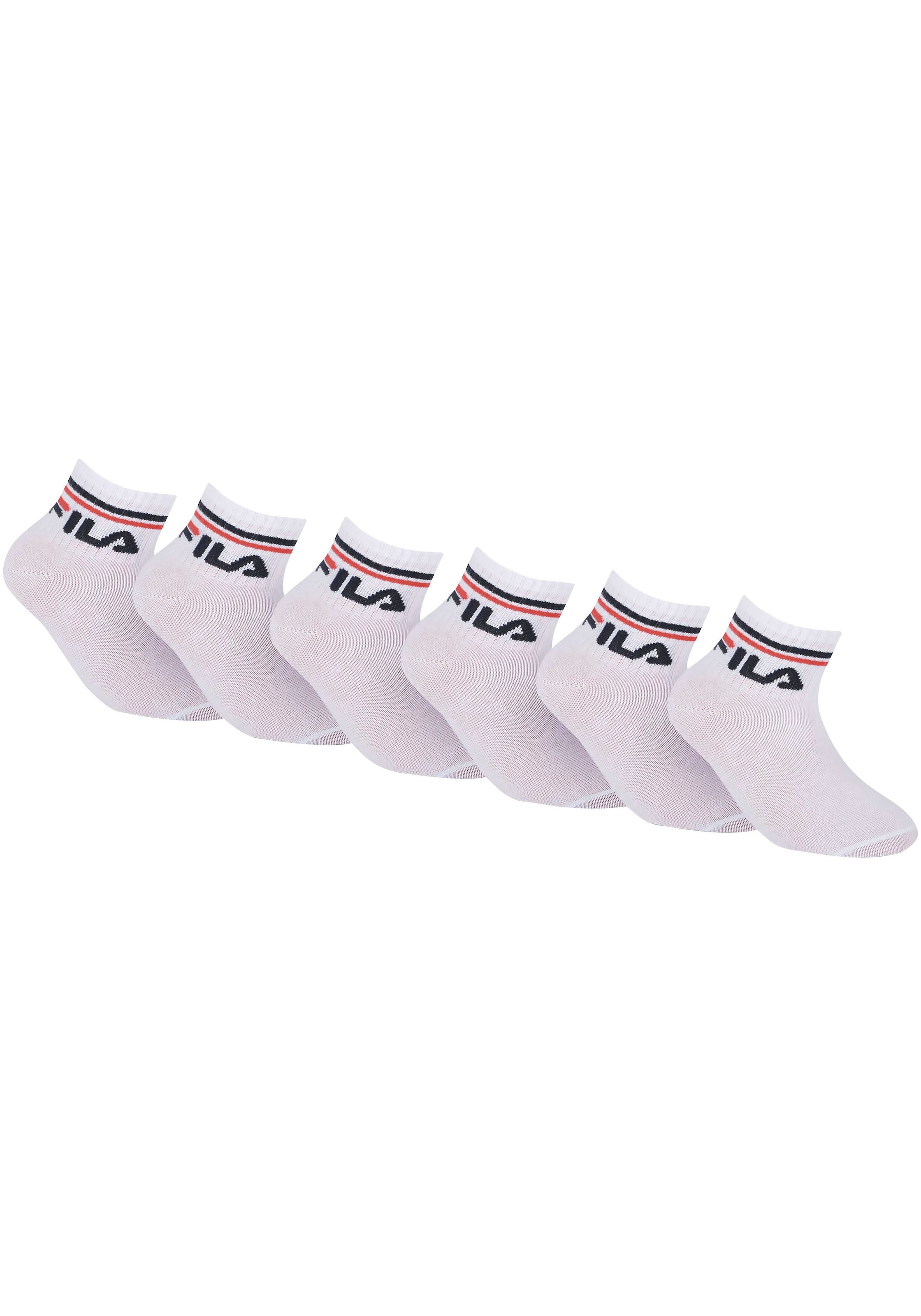 Fila Kurzsocken »JUNIOR UNISEX QUARTER PLAIN SOCKS«, (6 Paar), mit eingestricktem Logo im Bündchen, Kindersocken