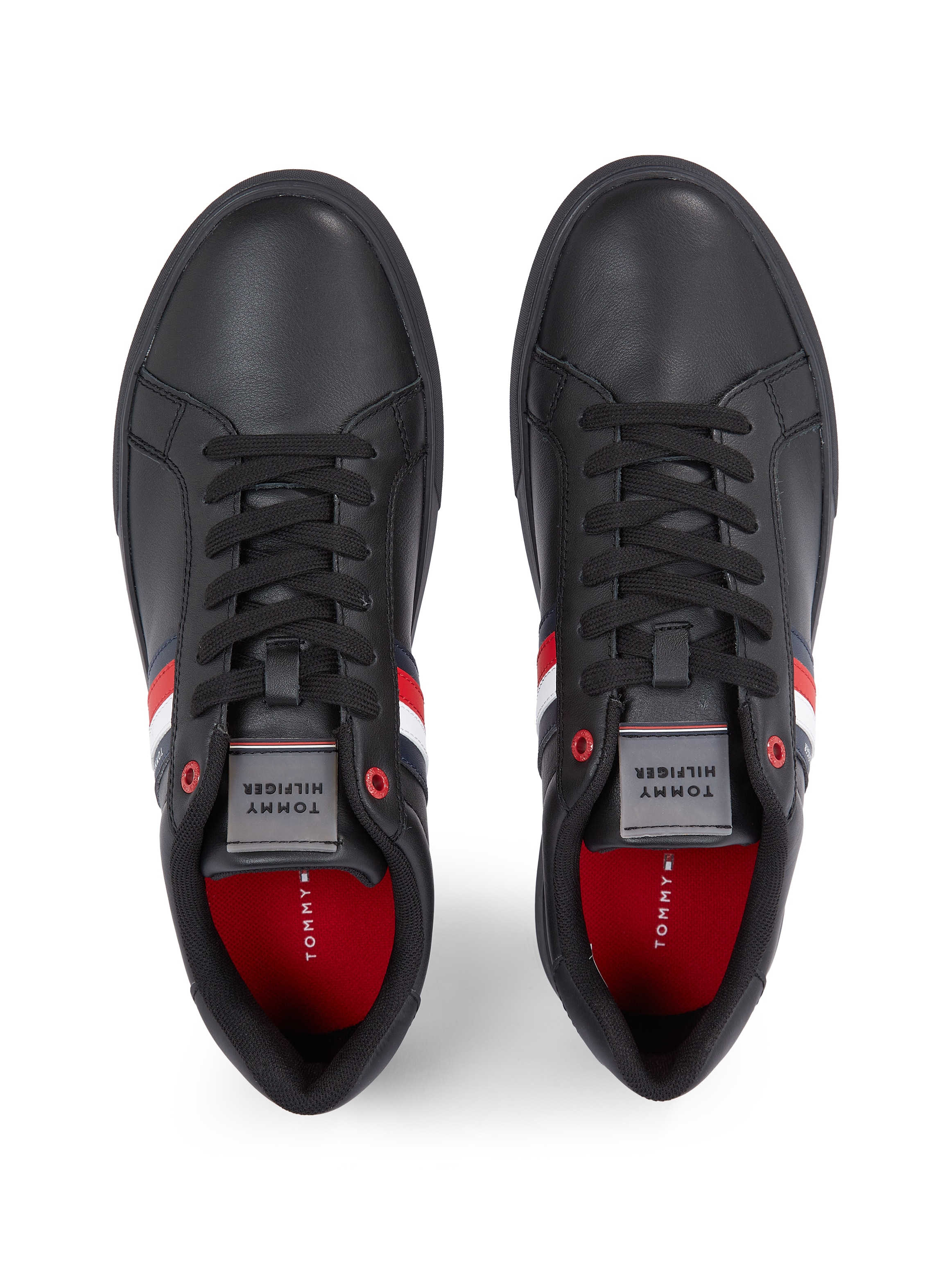 Tommy Hilfiger Sneaker »ESSENTIAL LEATHER CUPSOLE«, mit typischen Streifen, Freizeitschuh, Halbschuh, Schnürschuh