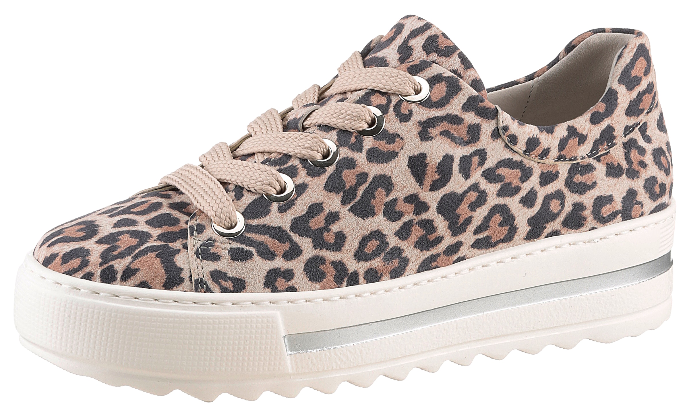 Gabor Plateausneaker »FLORENZ«, Freizeitschuh, Halbschuh, Schnürer, modischer Leo-Look, Weite G