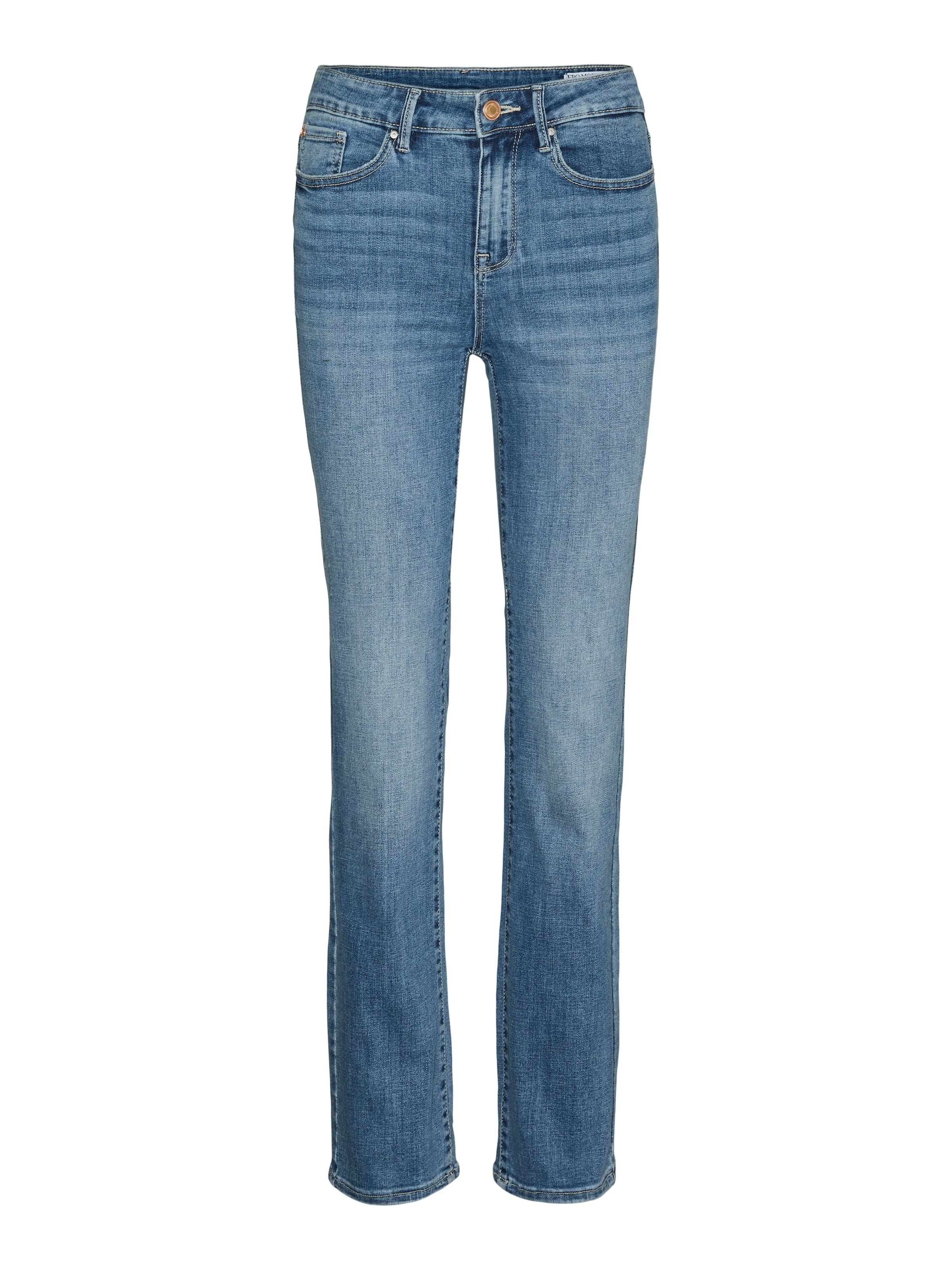 Vero Moda Straight-Jeans »VMFLASH MR STRAIGHT JEANS LI347 GA NOOS« Baumwollmischung mit Stretch, regular waist, straight fit