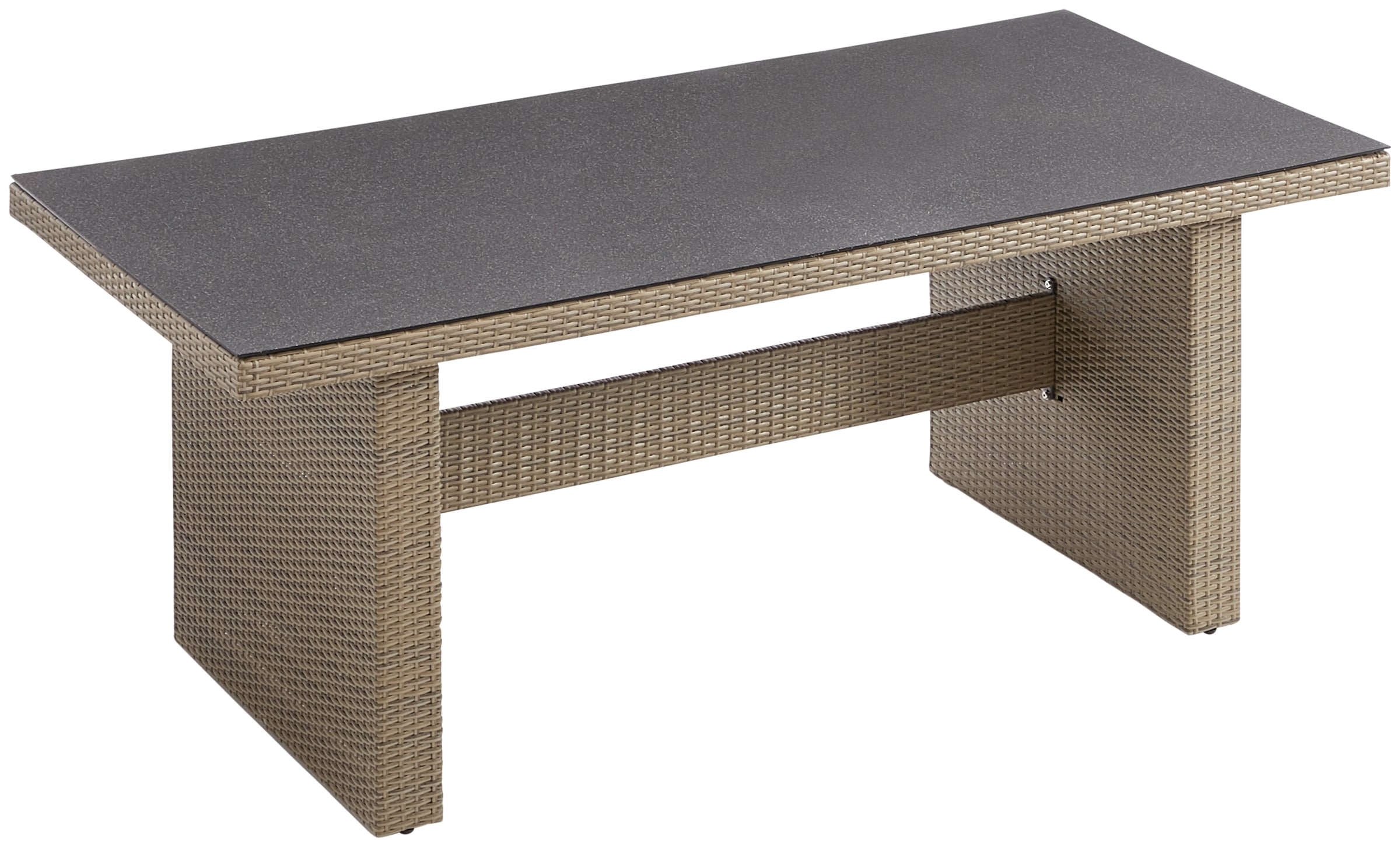 KONIFERA Garten-Essgruppe »Brisbane«, (Set, 13 tlg., 6 Sessel, Rückenlehne verstellbar, inkl. Auflagen, Tisch 92x192x74 cm,), Aluminium/Polyrattan, Tischplatte aus Stone-Spray-Glas in Steinoptik