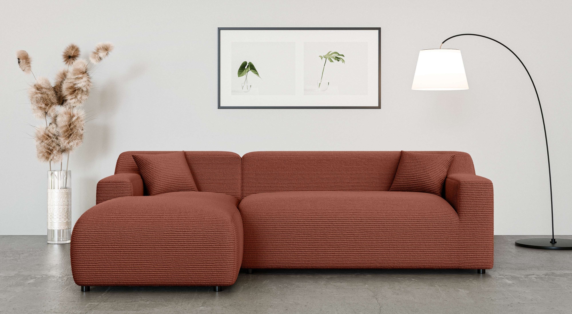Home affaire Ecksofa »LILLIANA Designsofa, L-Form mit Recamiere rechts/links bestellbar«, L-Form mit Wellenunterfederung, Maße B/T/H: 256/160/76 cm