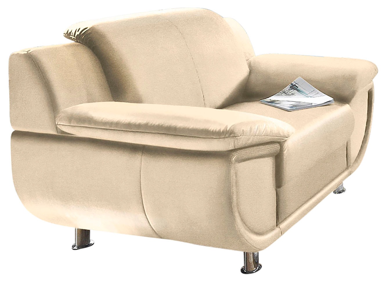 TRENDMANUFAKTUR Sessel »Rondo, Breite 121 cm, breite Armlehnen, Füße chromf günstig online kaufen
