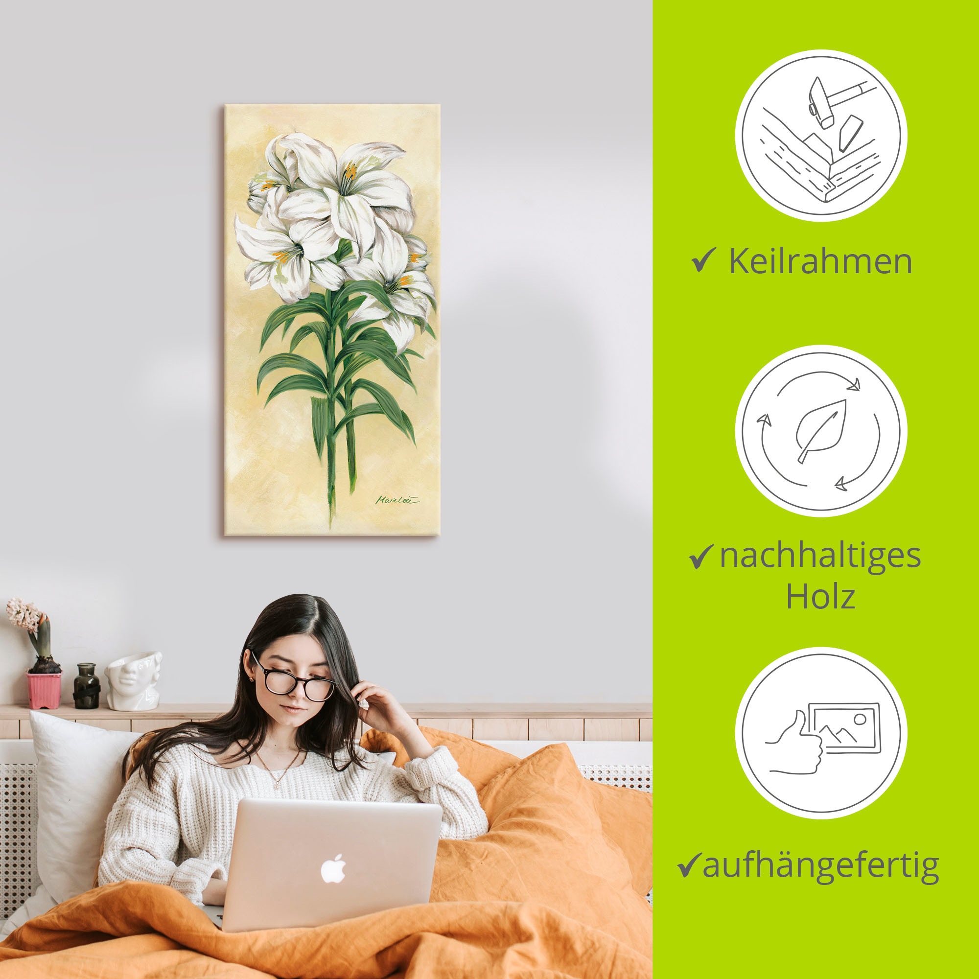 Artland Wandbild »Lilien«, Blumen, (1 St.), als Leinwandbild, Wandaufkleber in verschied. Größen
