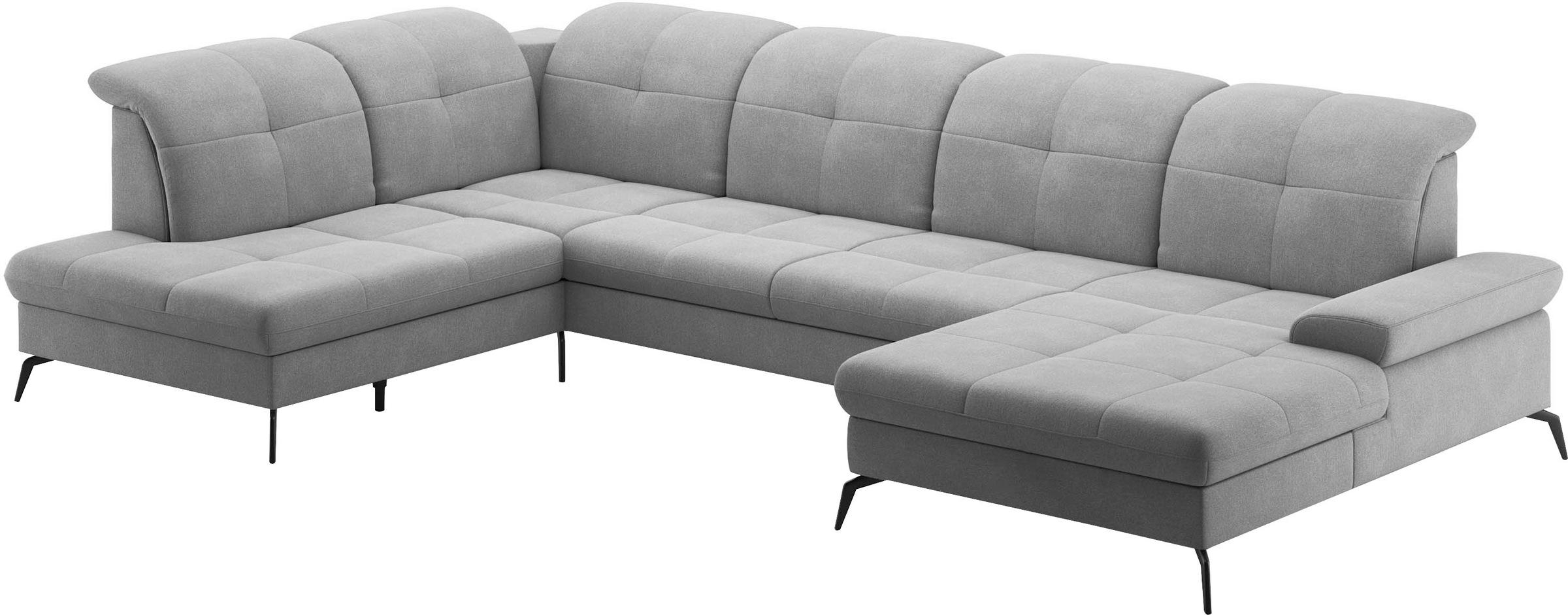 sit&more Wohnlandschaft »Amica, U-Form, inkl. Sitztiefenverstellung und Armteilverstellung«, wahlweise mit Kopfteilverstellung, Bettfunktion und Bettkasten