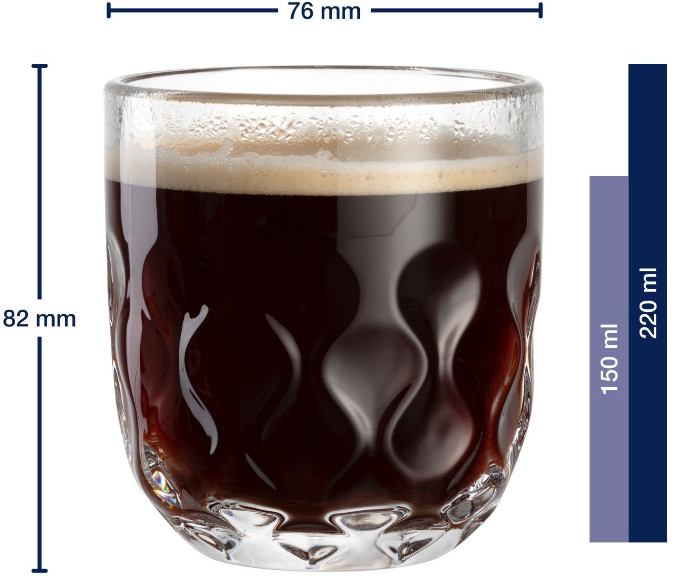 LEONARDO Gläser-Set »Kaffee-Glas GOCCE, 220 ml, 6er-Set«, (Set, 6 tlg.), 2. Variante, mit Tropfenrelief