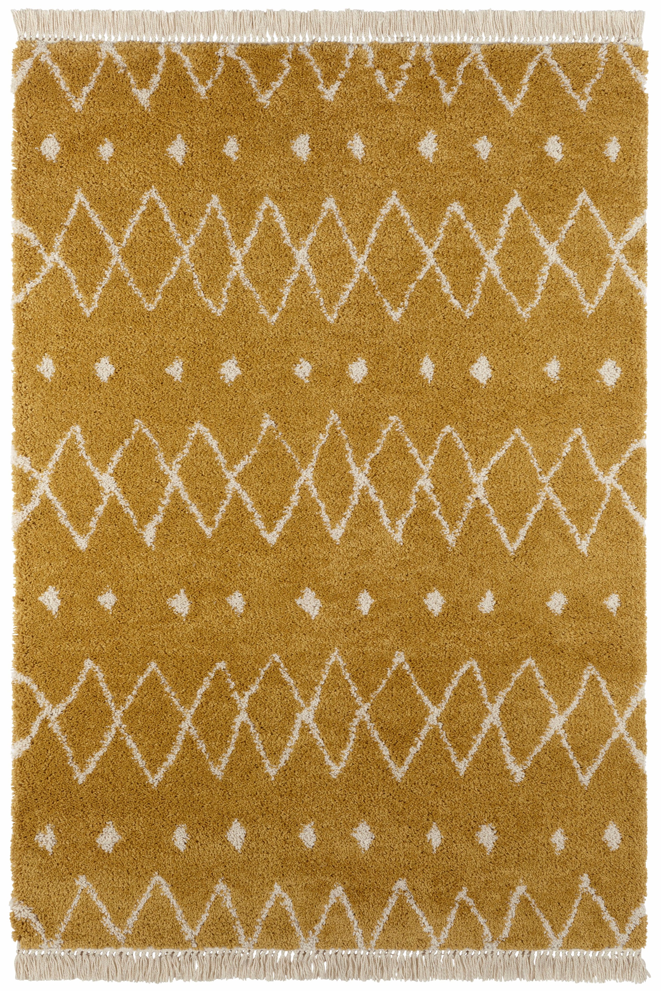 freundin Home Collection Hochflor-Teppich »Calla«, rechteckig, 35 mm Höhe, weicher Flor, Zickzack Muster mit Fransen, Robust, Pflegeleicht