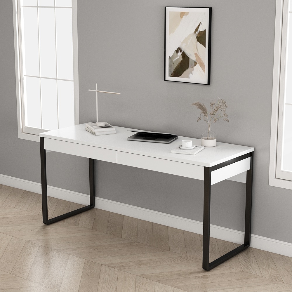 OTTO home Schreibtisch »Moid, Computertisch im modernen Design,« Breite 120/140/160 cm, mit Metallbeinen & Schublade