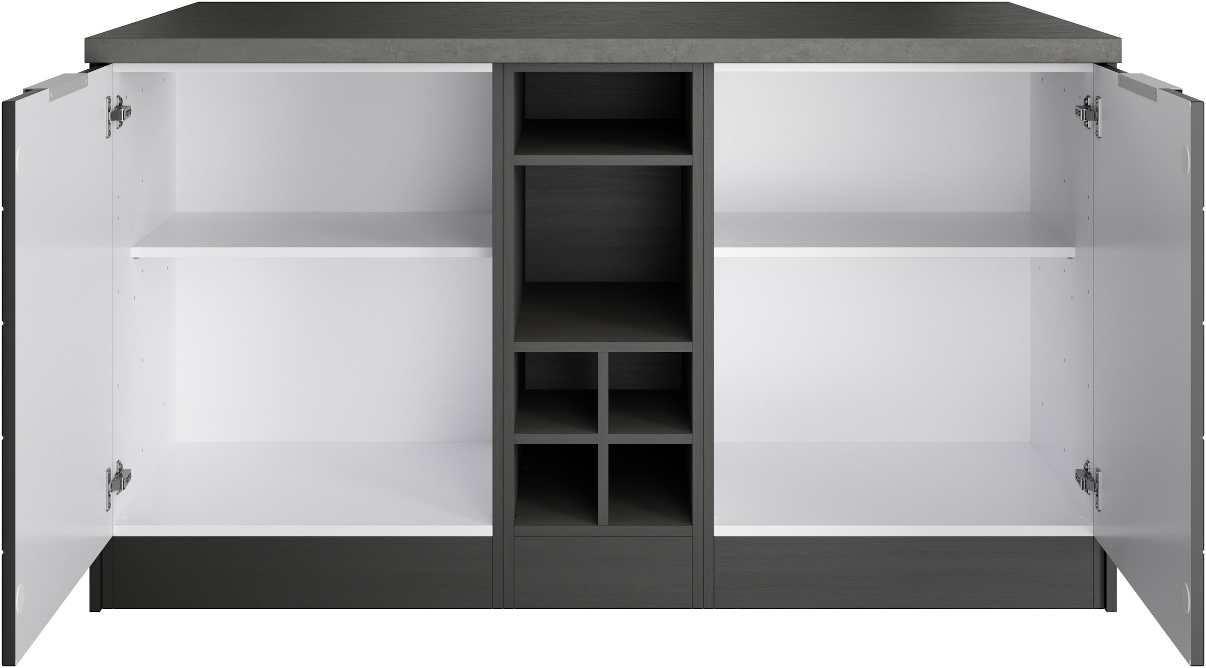 KOCHSTATION Kücheninsel »KS-Luhe, Breite 153 cm, mit Flaschenregal«, MDF-Fronten, Arbeitsplatte 38mm stark