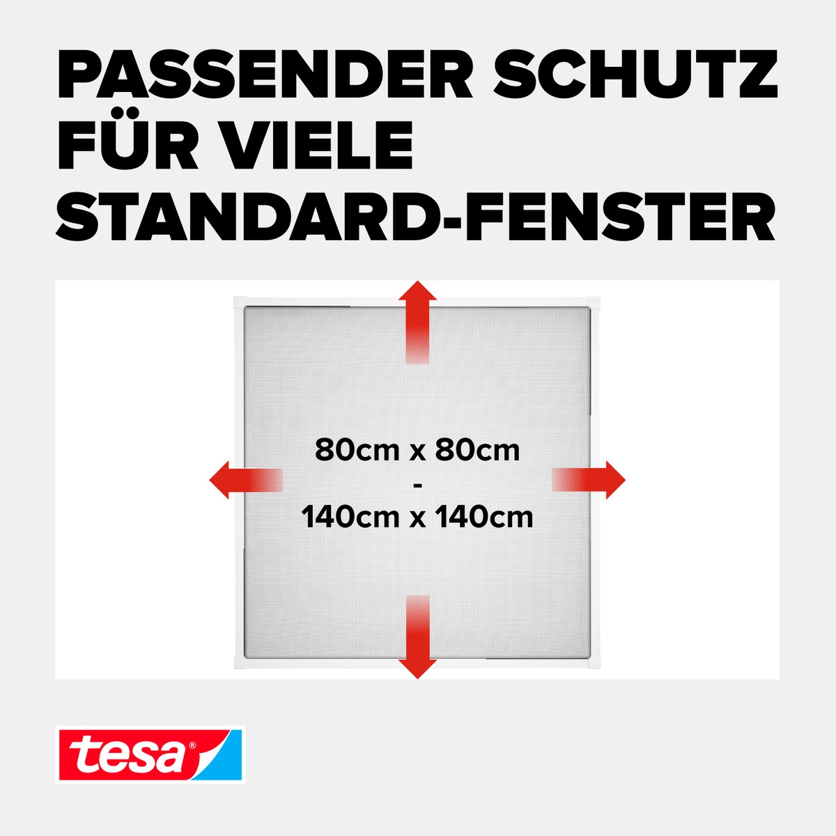 tesa Insektenschutz-Fensterrahmen »Insect Stop Falt Fliegengitter für Fenster - min 0,8 m bis max. 1,4 m« Packung, Teleskop Alu Rahmen, 1 Stk. tlg. Mückenschutz-verstellbarem Rahmen aus Aluminium-ohne bohren