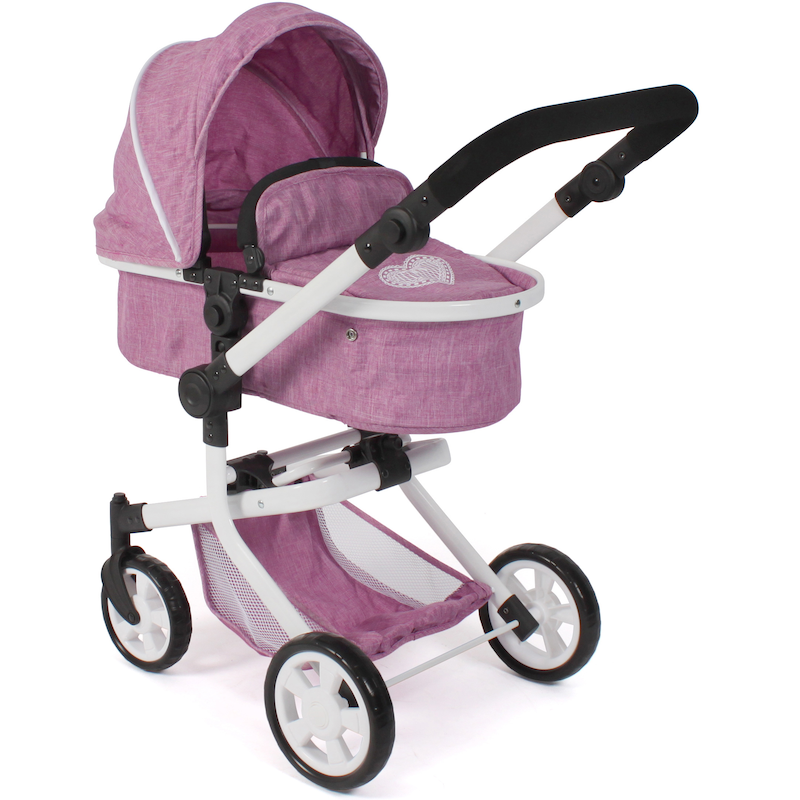CHIC2000 Kombi-Puppenwagen »Mika« mit schwenkbaren Vorderrädern Jeans Pink
