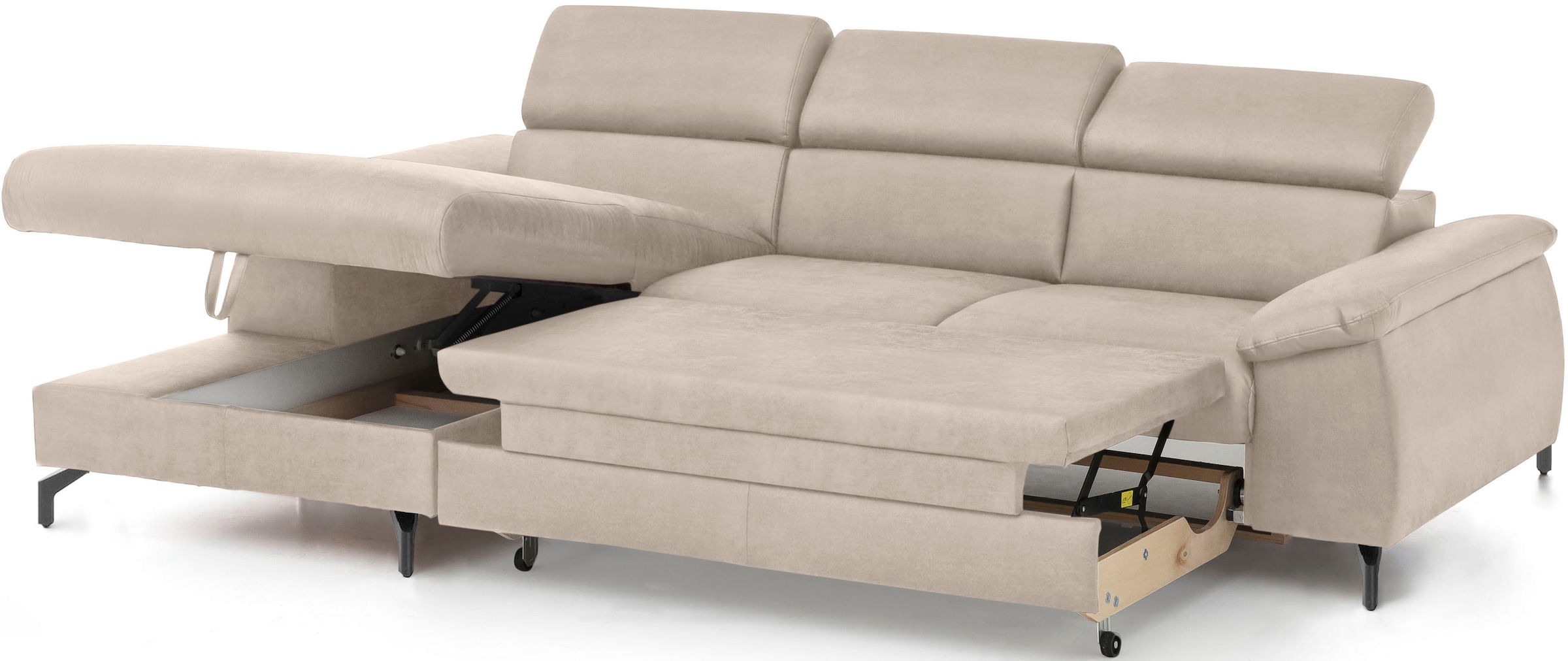 COTTA Ecksofa »Kitty L-Form, B: 242 cm«, mit Kopfteilverstellung, optional Bettfunktion & Bettkasten
