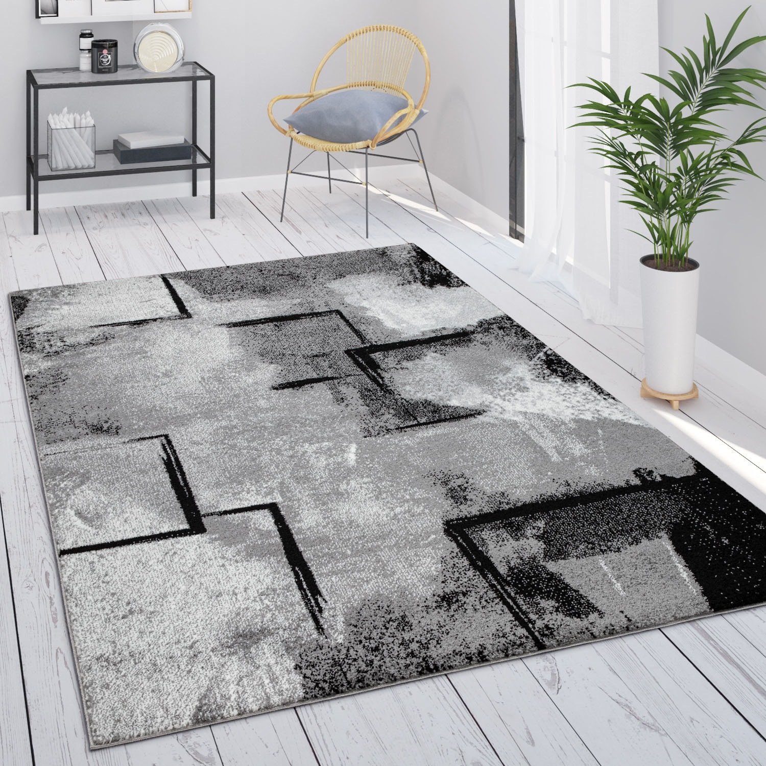 Paco Home Teppich »Mondial 103«, rechteckig, 13 mm Höhe, Kurzflor, modernes abstraktes Design