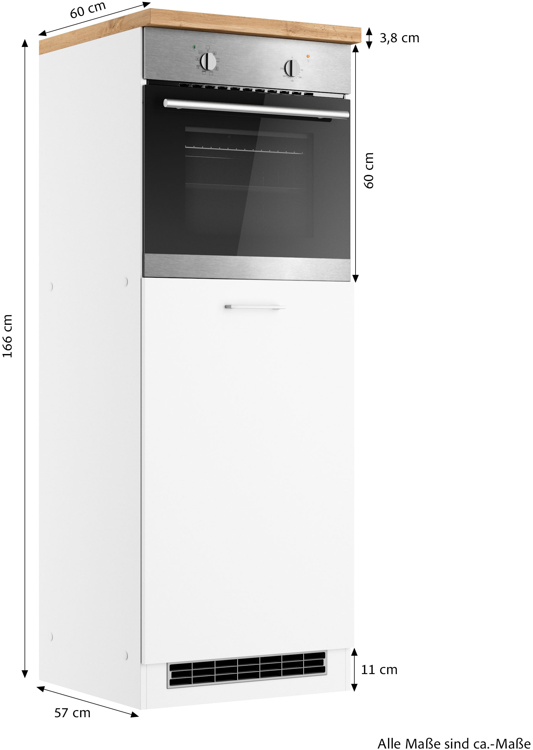 KOCHSTATION Backofenumbauschrank »KS-Milan«, Ofenumbauschrank 60 cm, matte oder hochglänzende Fronten