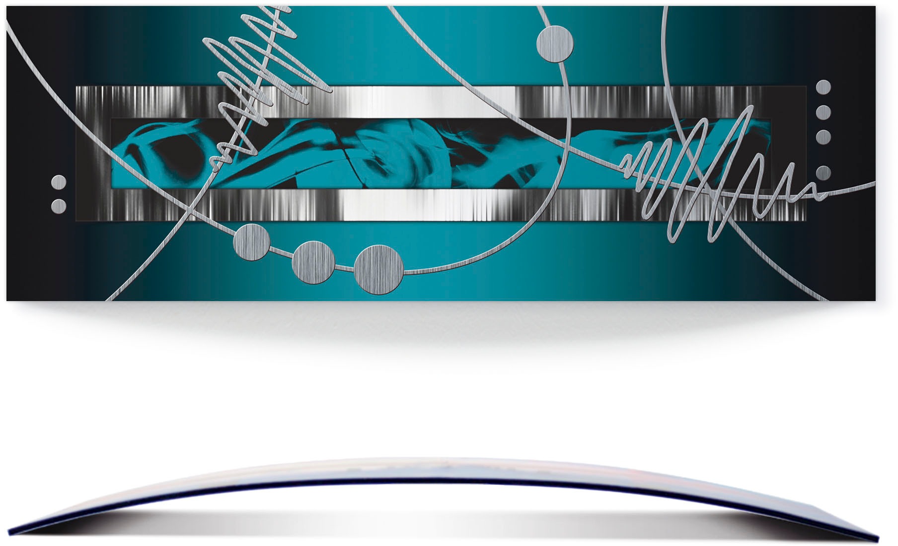 Artland Wandbild »Silber abstrakt auf petrol«, Gegenstandslos, (1 St.), 3D günstig online kaufen
