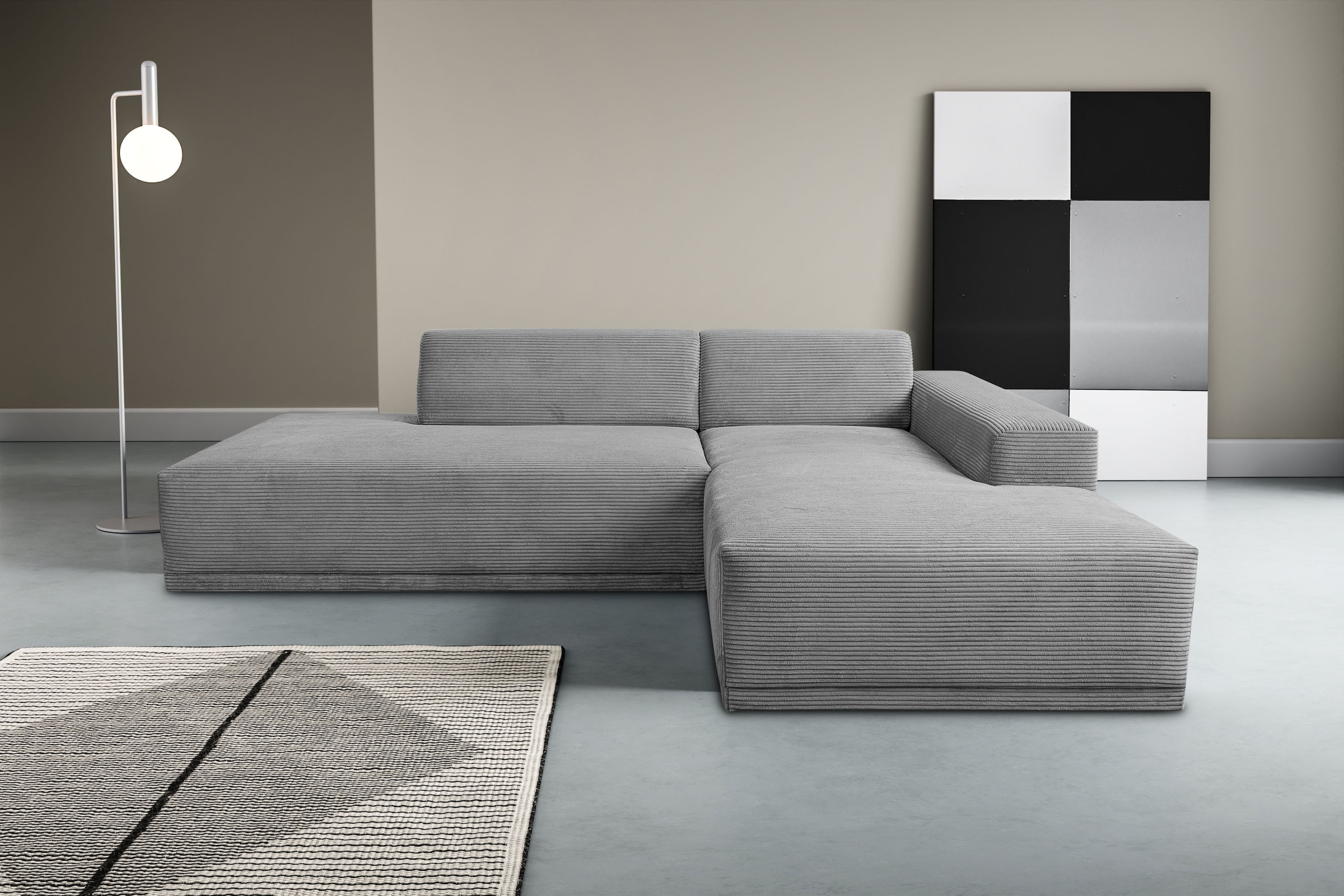 WERK2 Ecksofa »Apollo, hoher Sitzkomfort, aktuelles Design, Breite 264cm, L günstig online kaufen