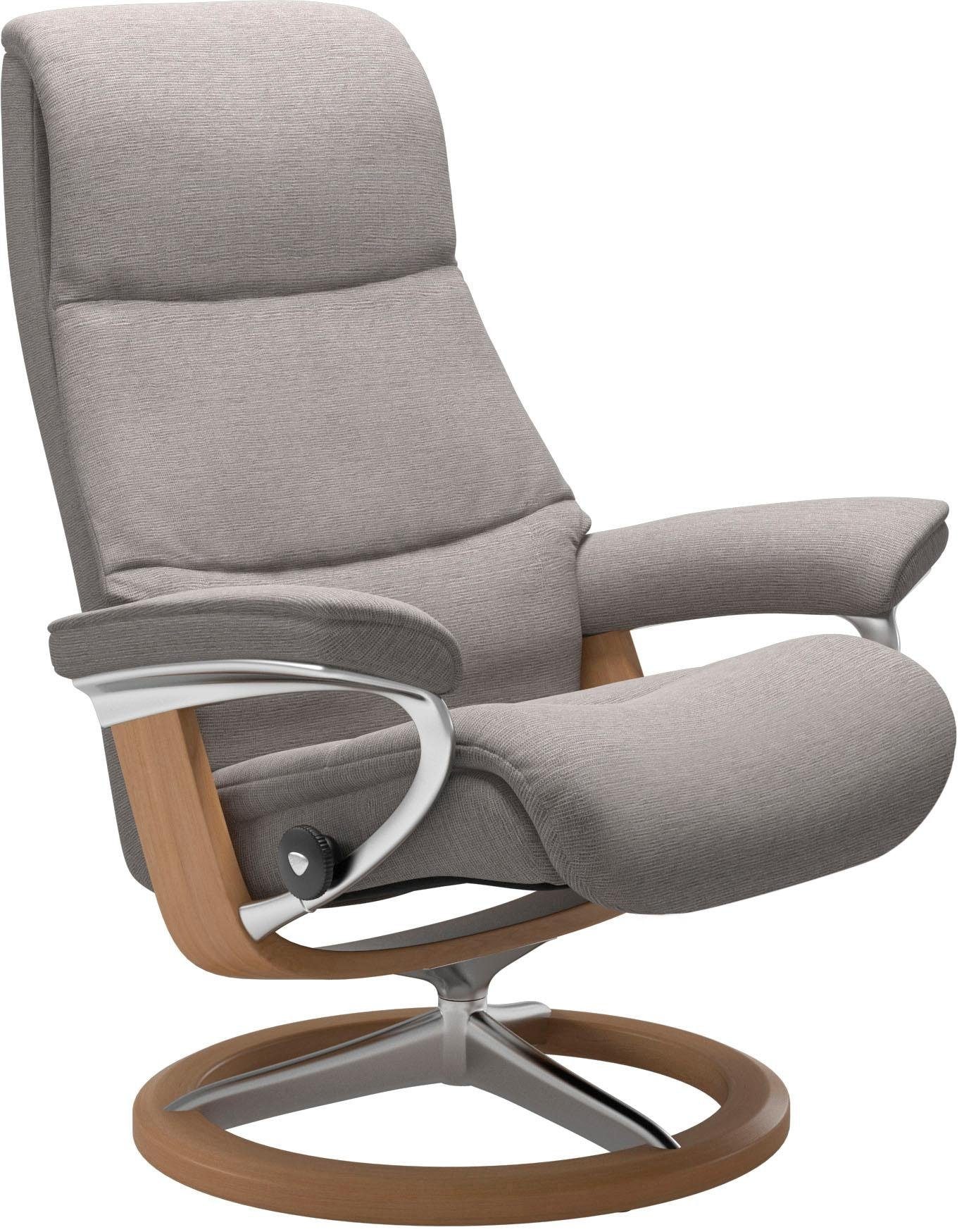 Stressless® Relaxsessel »View«, (Set, Relaxsessel mit Hocker), mit Signature Base, Größe M,Gestell Eiche