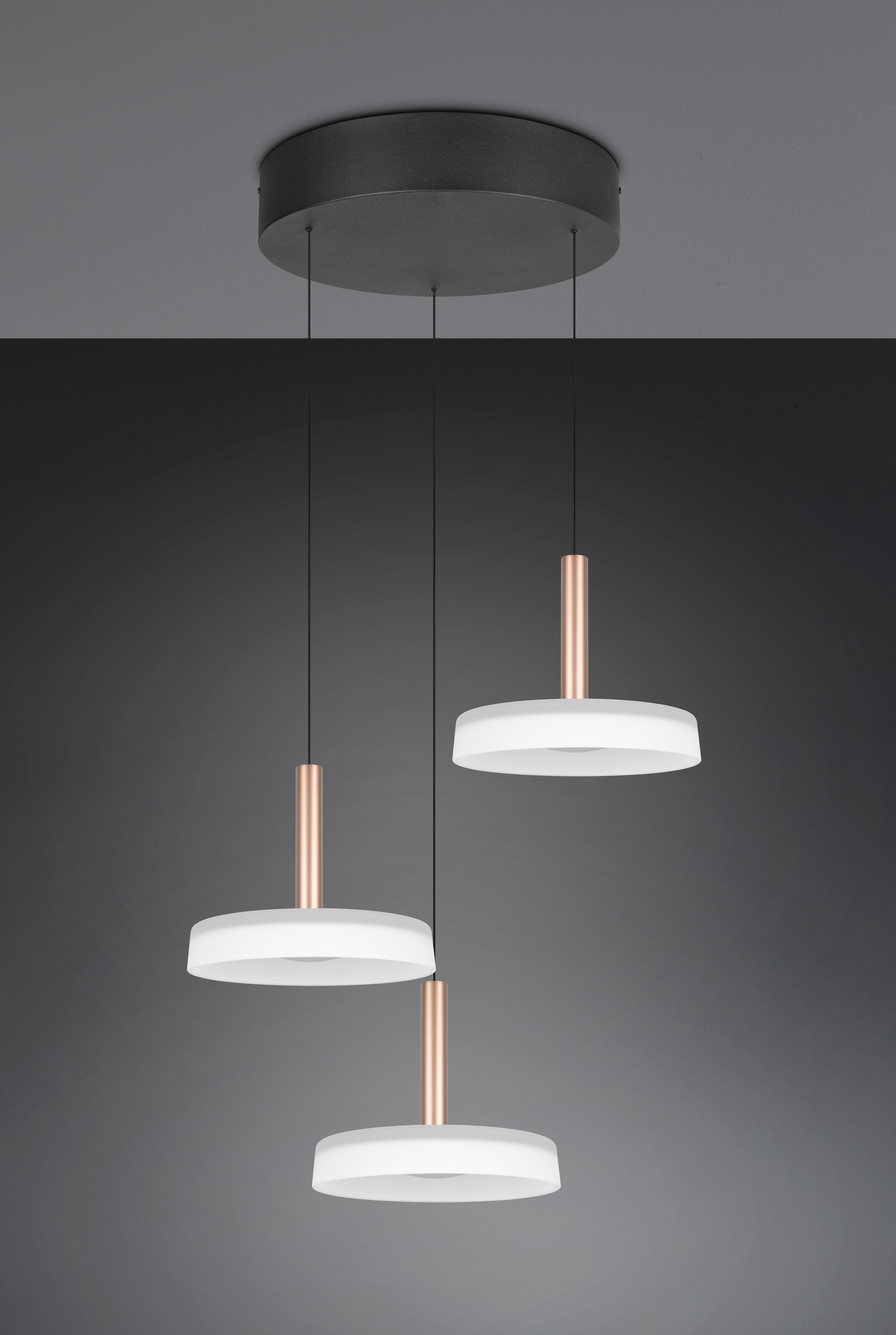 TRIO Leuchten LED Pendelleuchte »CELESTE dimmbare LED Hängelampe aus Metall und Glas, 7,5W, 750 Lumen«, 3 flammig, Leuchtmittel LED-Board | LED fest integriert, 3-flammig einfach höhenverstellbar von 50-200 cm 3-Stufen Dimmfunktion