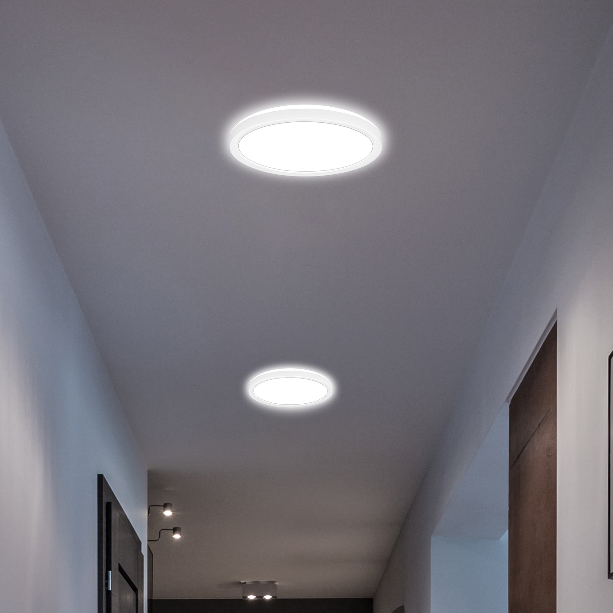 B.K.Licht LED Deckenleuchte »BK_DL1598 Ultraflaches LED Panel mit Backlight, Deckenlampe«, 1 flammig, Leuchtmittel LED-Modul | LED fest integriert, 4.000K, 1.900 Lm, 16W, indirekte Hintergrundbeleuchtung, ⌀24cm, Weiß
