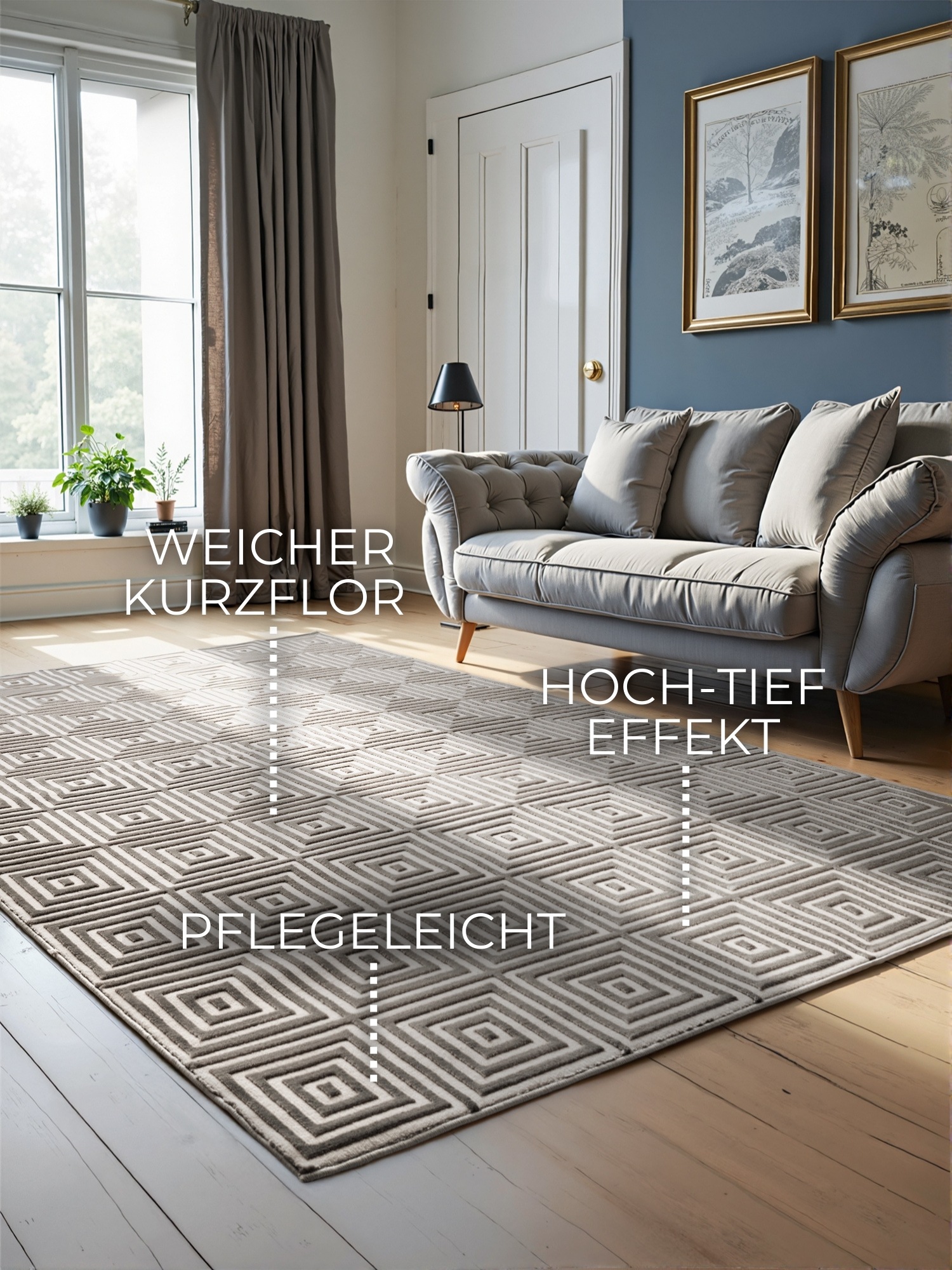 ELLE DECORATION Designteppich »Tourmaline«, rechteckig, 9 mm Höhe, Wohnzimmer, Schlafzimmer, Läufer, Hoch-Tief Effekt, Flur, Glanz