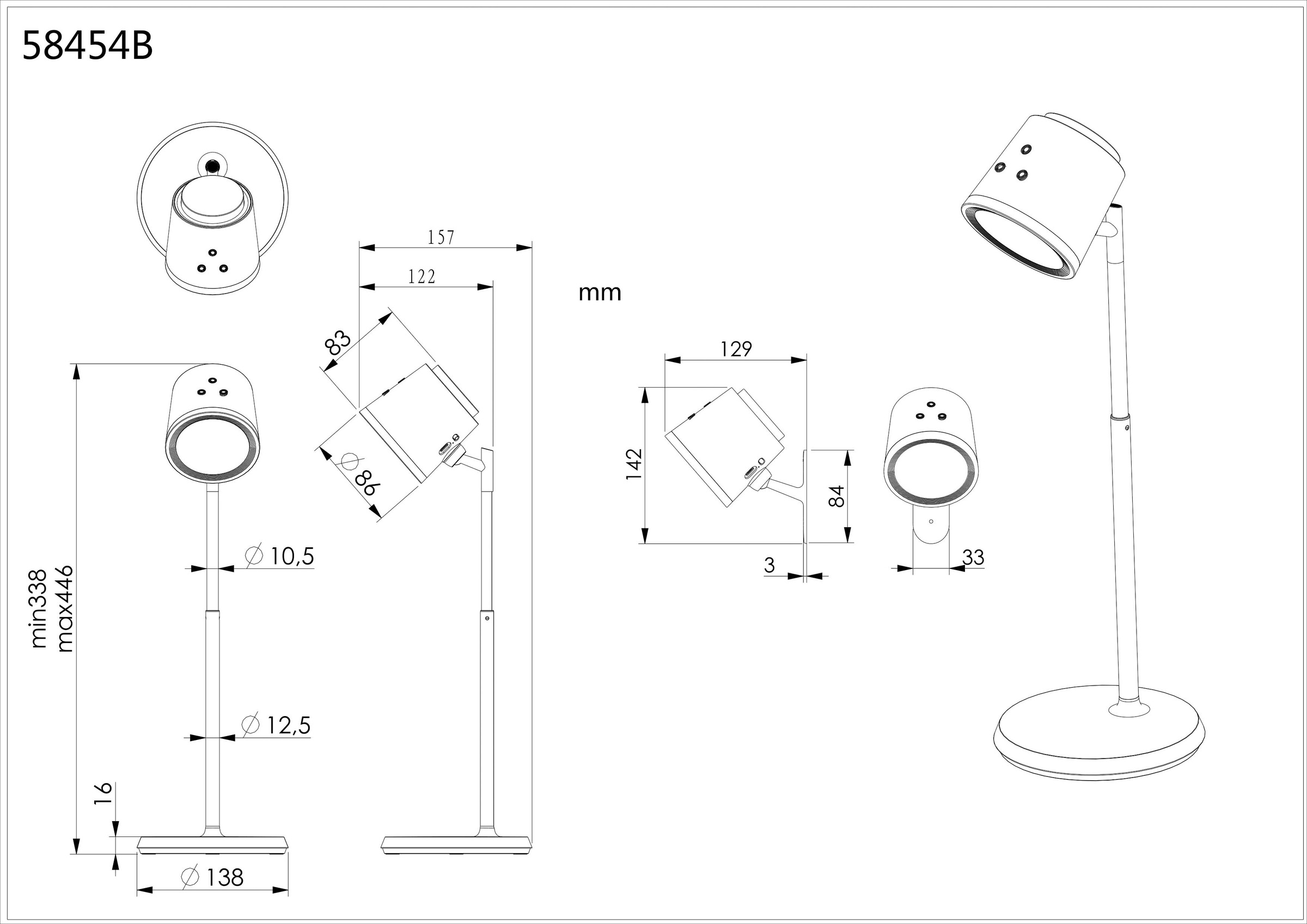 GLOBO LIGHTING LED Tischleuchte »MEEYA«, Leuchtmittel LED-Modul | LED fest integriert, Tischlampe/Arbeitszimmer/Bürotischleuchte/schwarz/Touch Ein/Aus