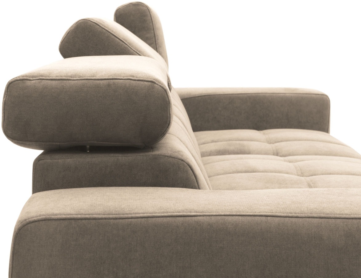 DOMO collection Ecksofa »Trento L-Form, mit Kufenfuß oder Einzelfuß«, wahlweise mit Kopfteilverstellung, Recamiere links/rechts bestellbar