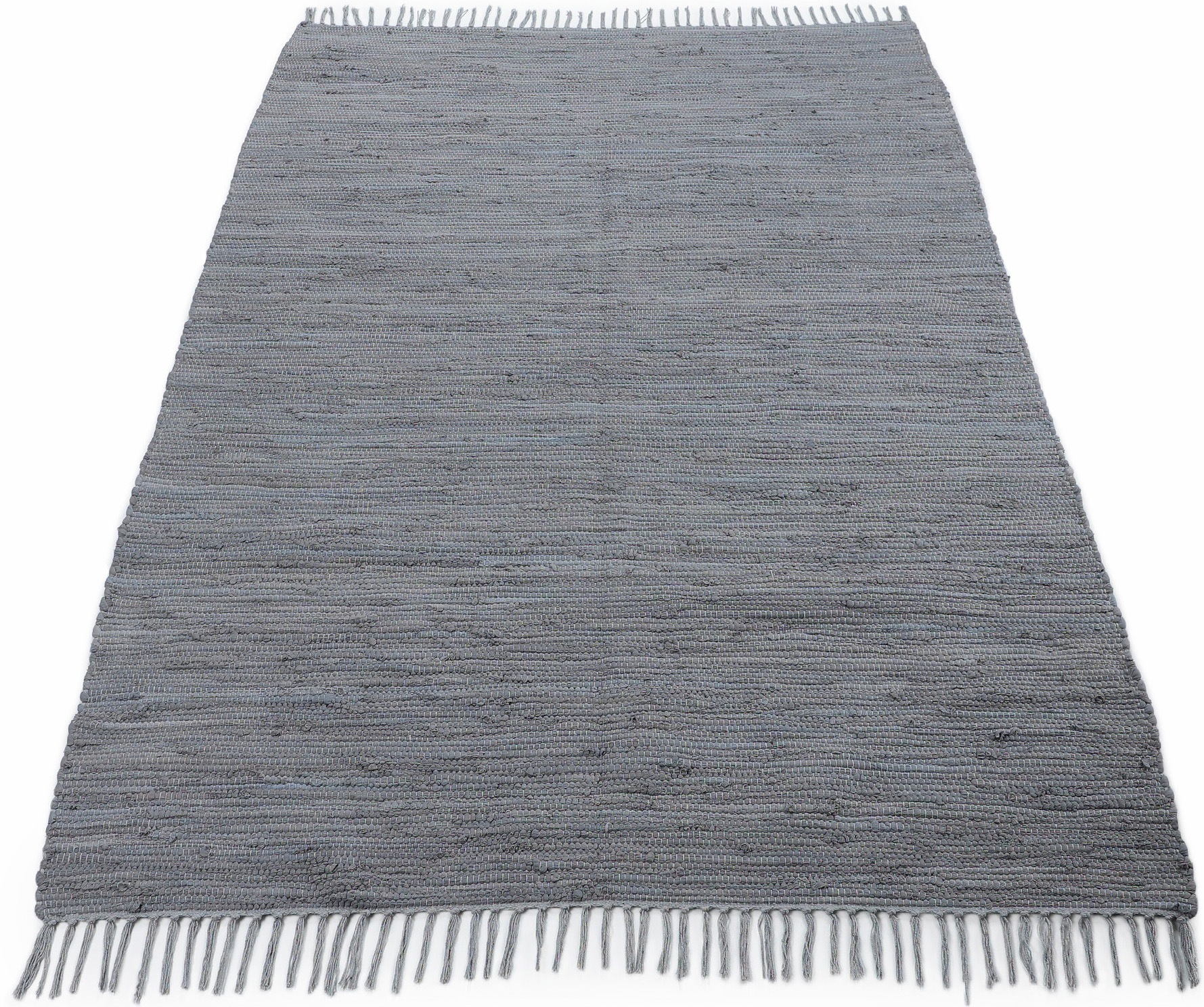 carpetfine Teppich »Kelim Chindi uni«, rechteckig, 5 mm Höhe, Wendeteppich, reine Baumwolle, handgewebt, Uni-Farben, mit Fransen