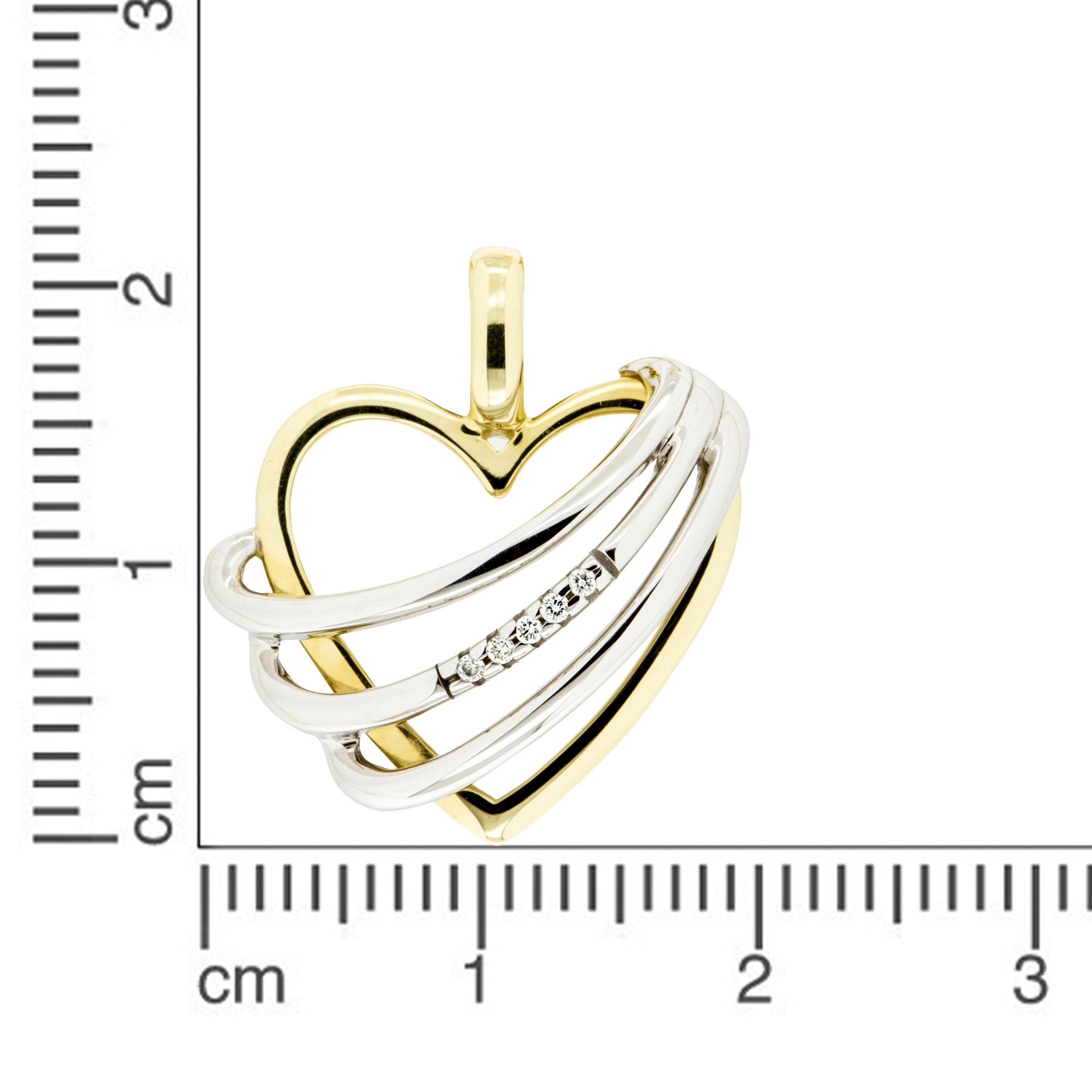 Orolino Kettenanhänger »585 Gold zweifarbig Herz mit 5x Brillant 0,025ct.«