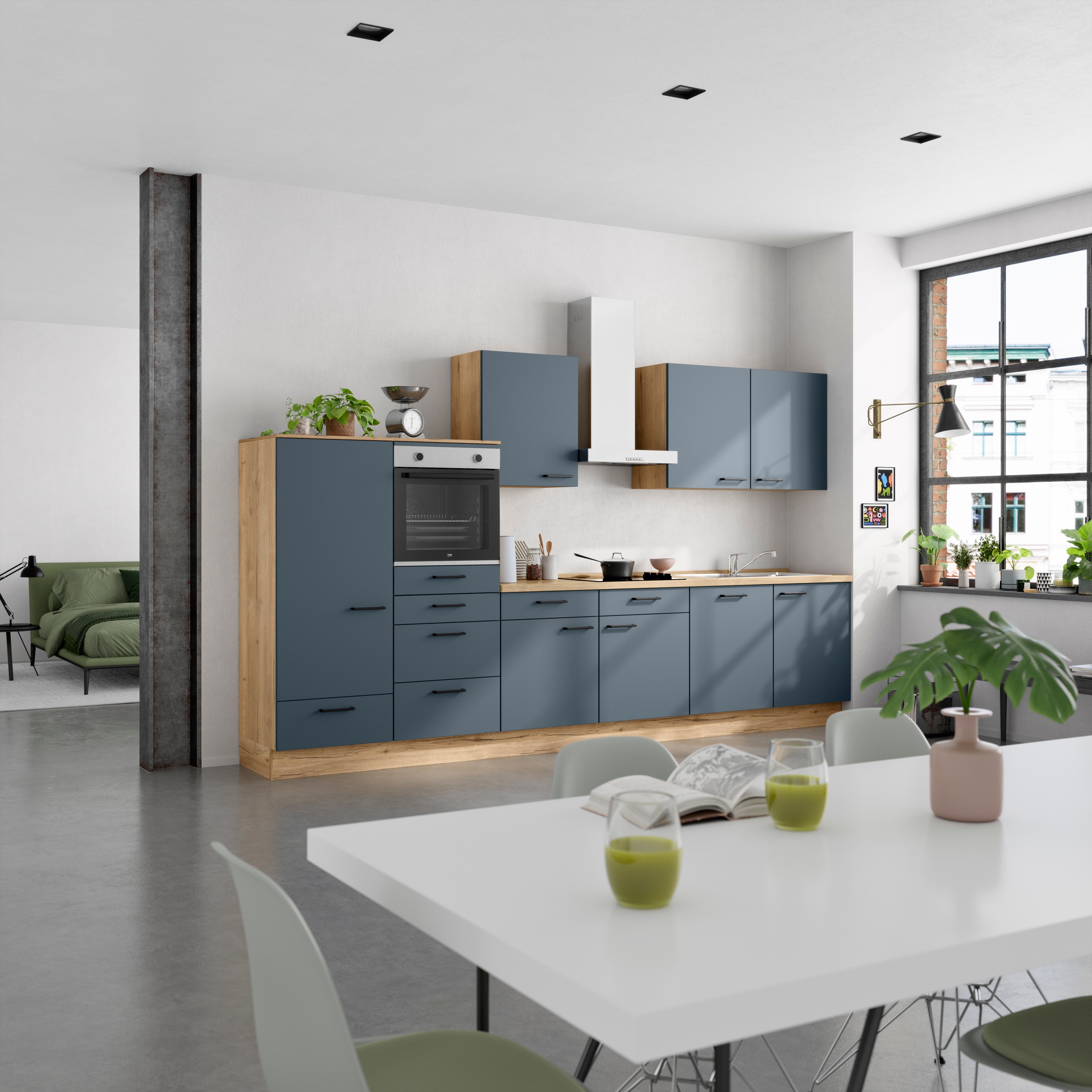 nobilia® Küchenzeile »"Easytouch I"«, vormontiert, Ausrichtung wählbar, Breite 360 cm, wahlw. mit E-Geräten