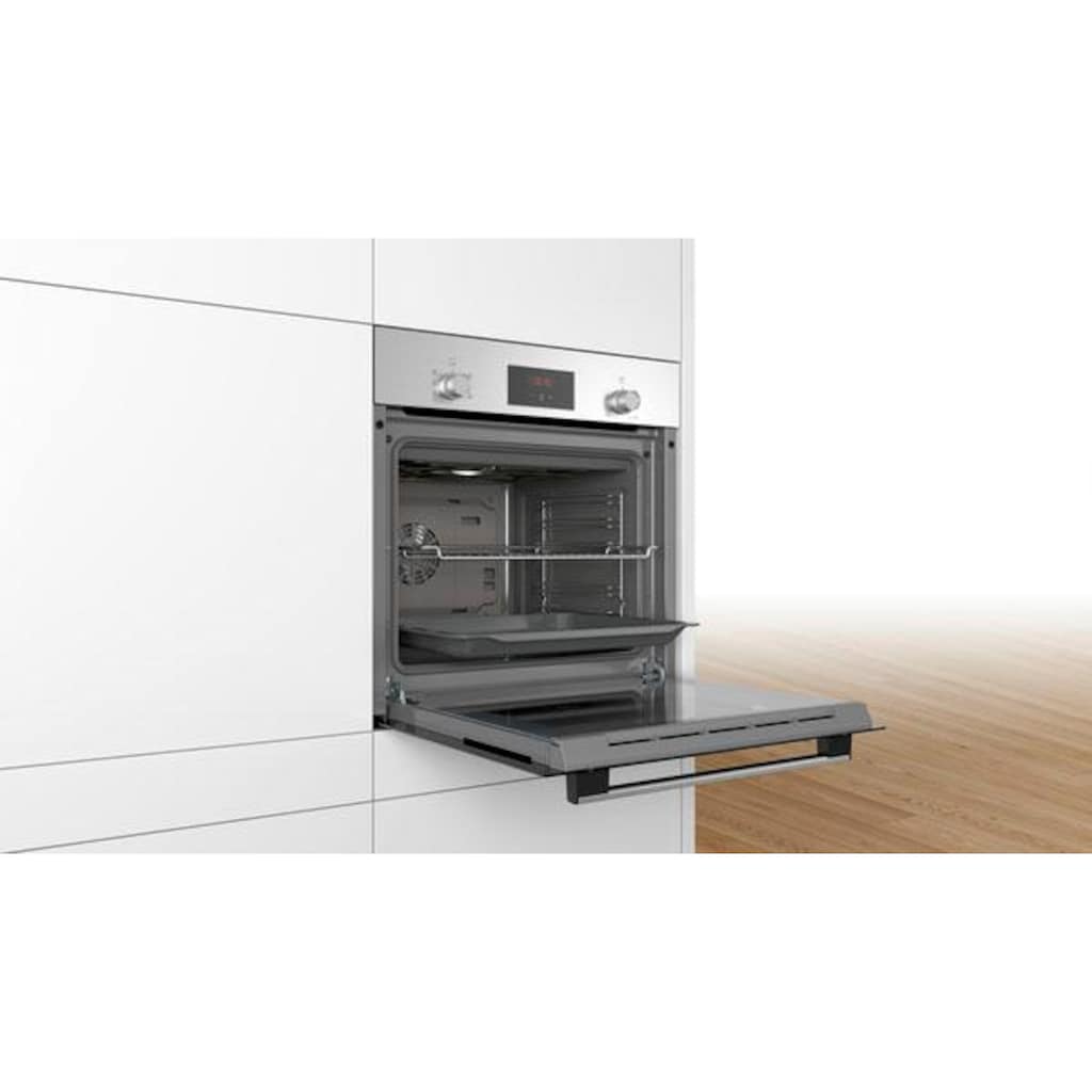 BOSCH Einbaubackofen »HBF133BR0«, Serie 2, HBF133BR0, mit Teleskopauszug nachrüstbar, ecoClean Direct