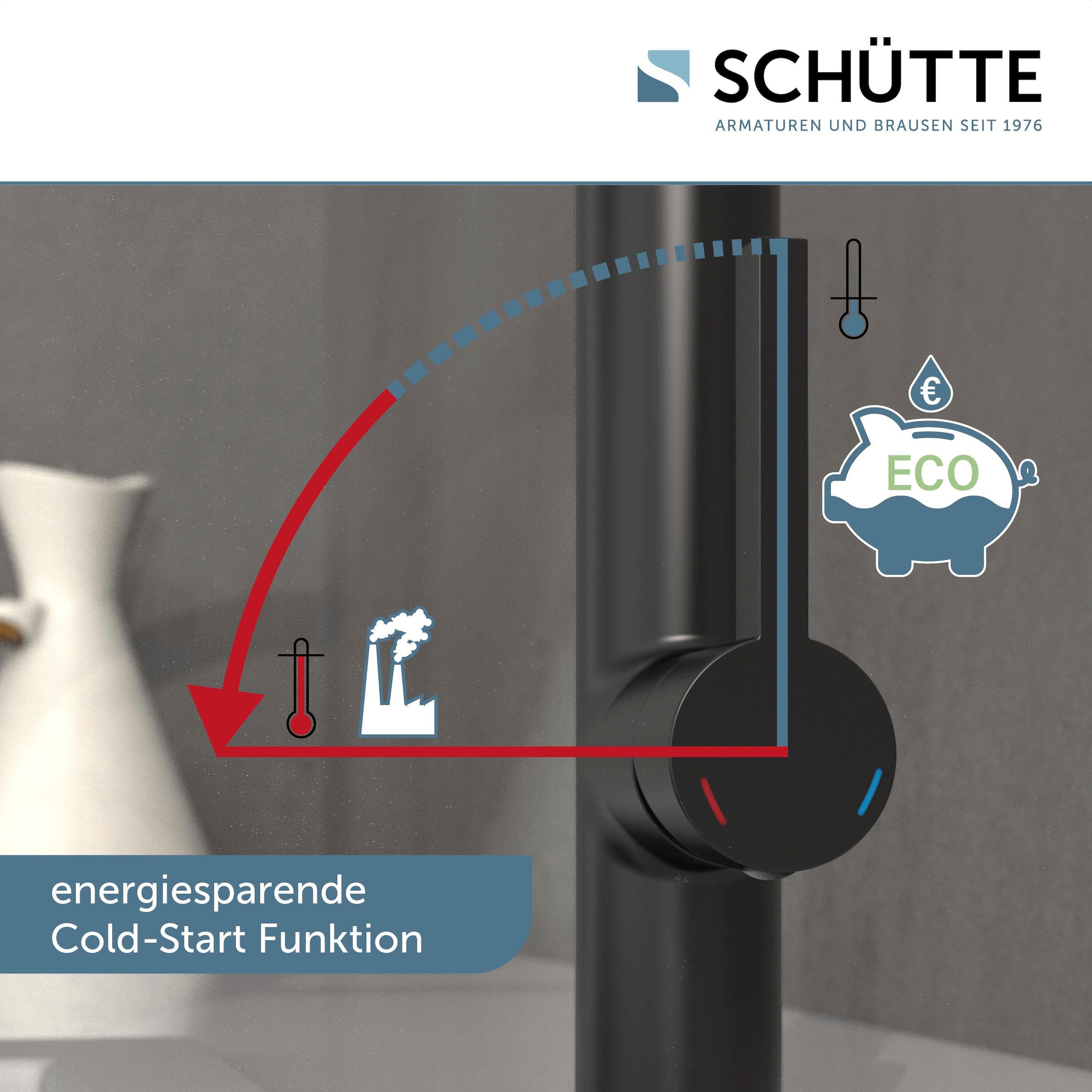 Schütte Hochdruck Spültischarmatur »MIAMI«, energiesparende Cold-Start-Funkt., 360° schwenkbar, 2-fach verstellbar