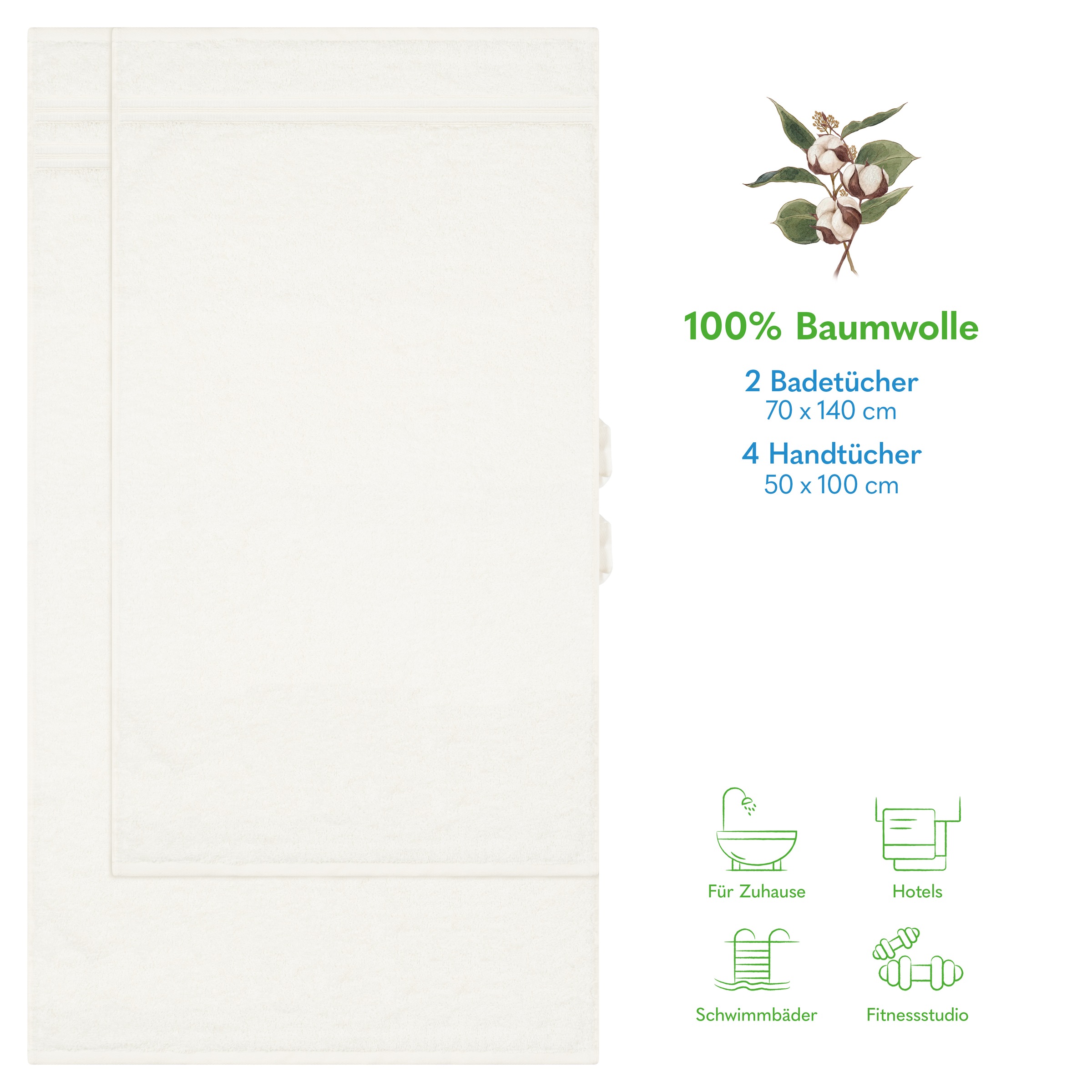 HAMMETEX Handtuch Set »6-teiliges Handtuch Set, 100% Baumwolle, Weich & Saugstark«, Set, 6 tlg., Frottier, mit Bordüre, einfarbig, weich