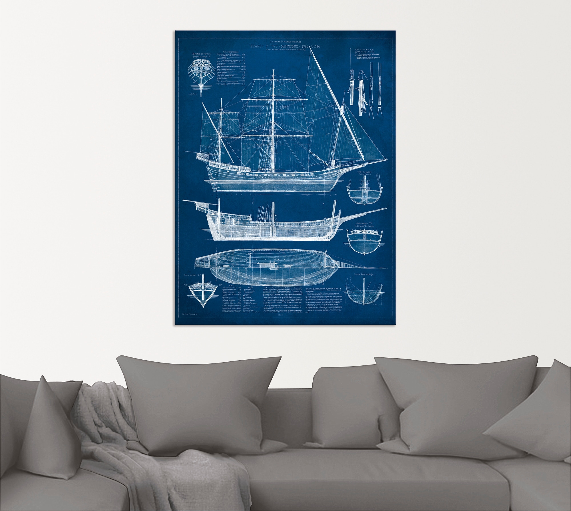 Artland Wandbild »Entwurf für ein Antikes Schiff I«, Boote & Schiffe, (1 St.), als Alubild, Outdoorbild, Wandaufkleber in verschied. Größen