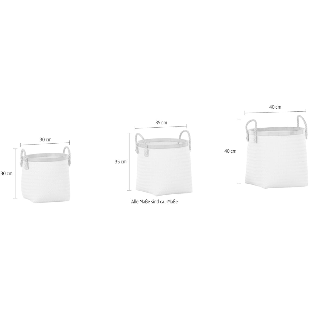 Gutmann Factory Aufbewahrungskorb »Borgholm«, (Set, 3), mit Oberkante und Griffen aus Bambus (3er-Set)