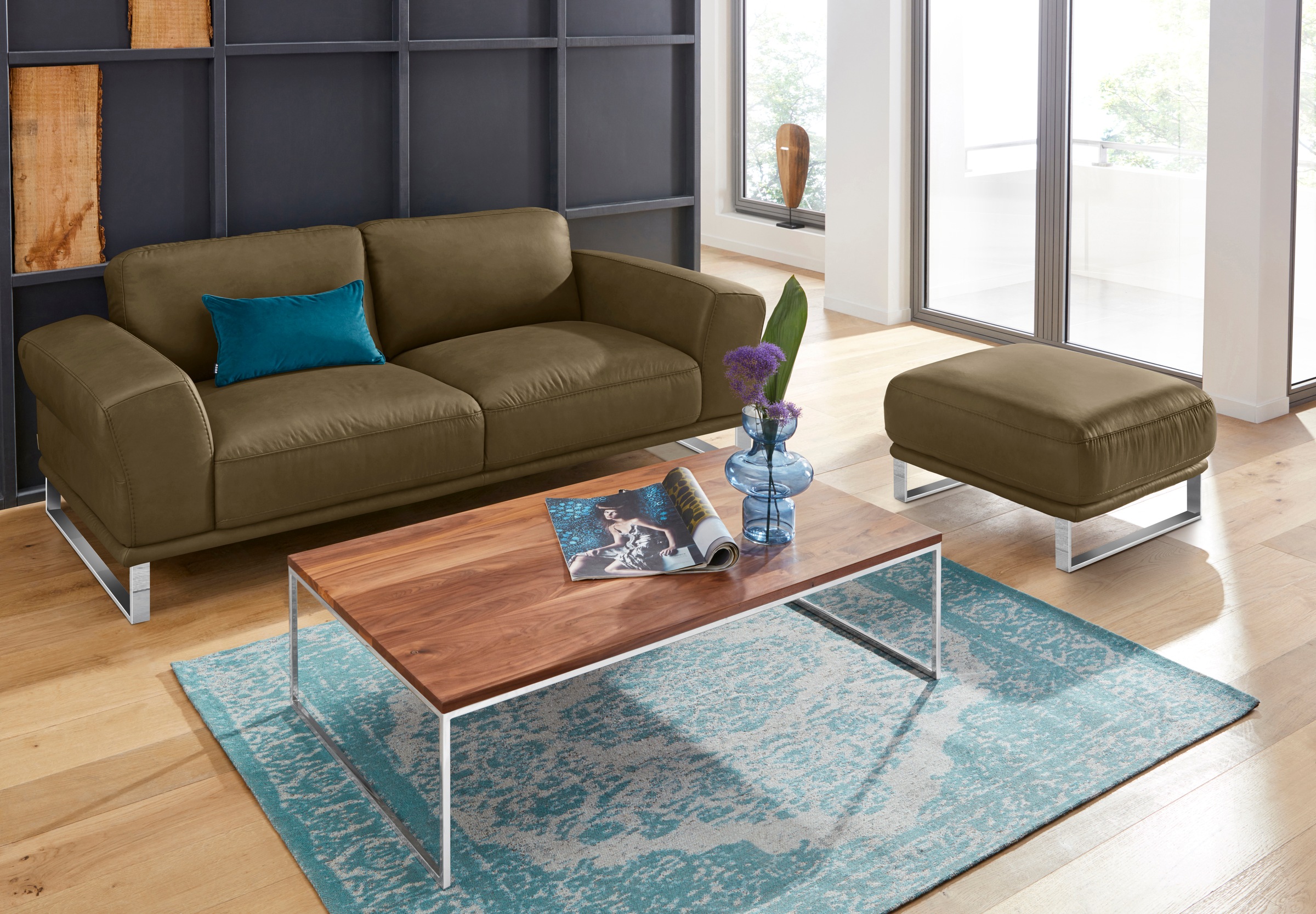 W.SCHILLIG 2,5-Sitzer »montanaa«, mit Metallkufen in Chrom glänzend, Breite 212 cm