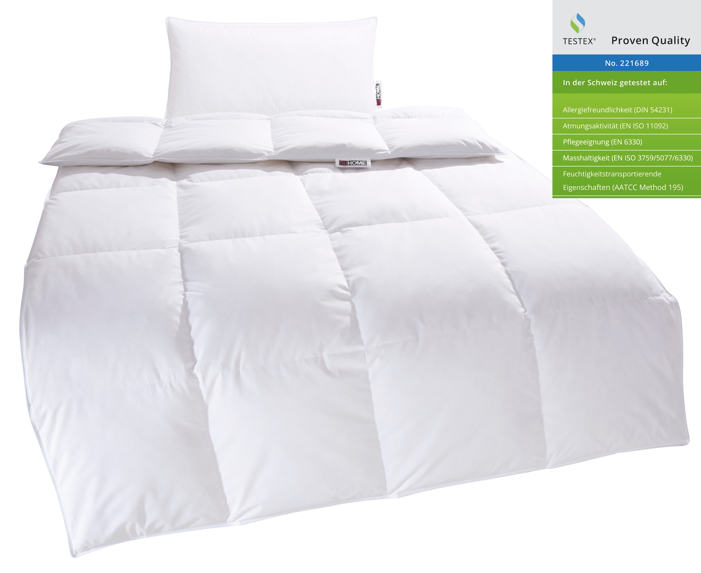 OTTO home Kassettenbett + Kopfkissen »RINA, Bettdecke in 135x200 & 155x220 cm, 2-tlg.« Set mit Kissen 40x80 cm, 80x80 cm für Herbst, Winter, Made in Germany