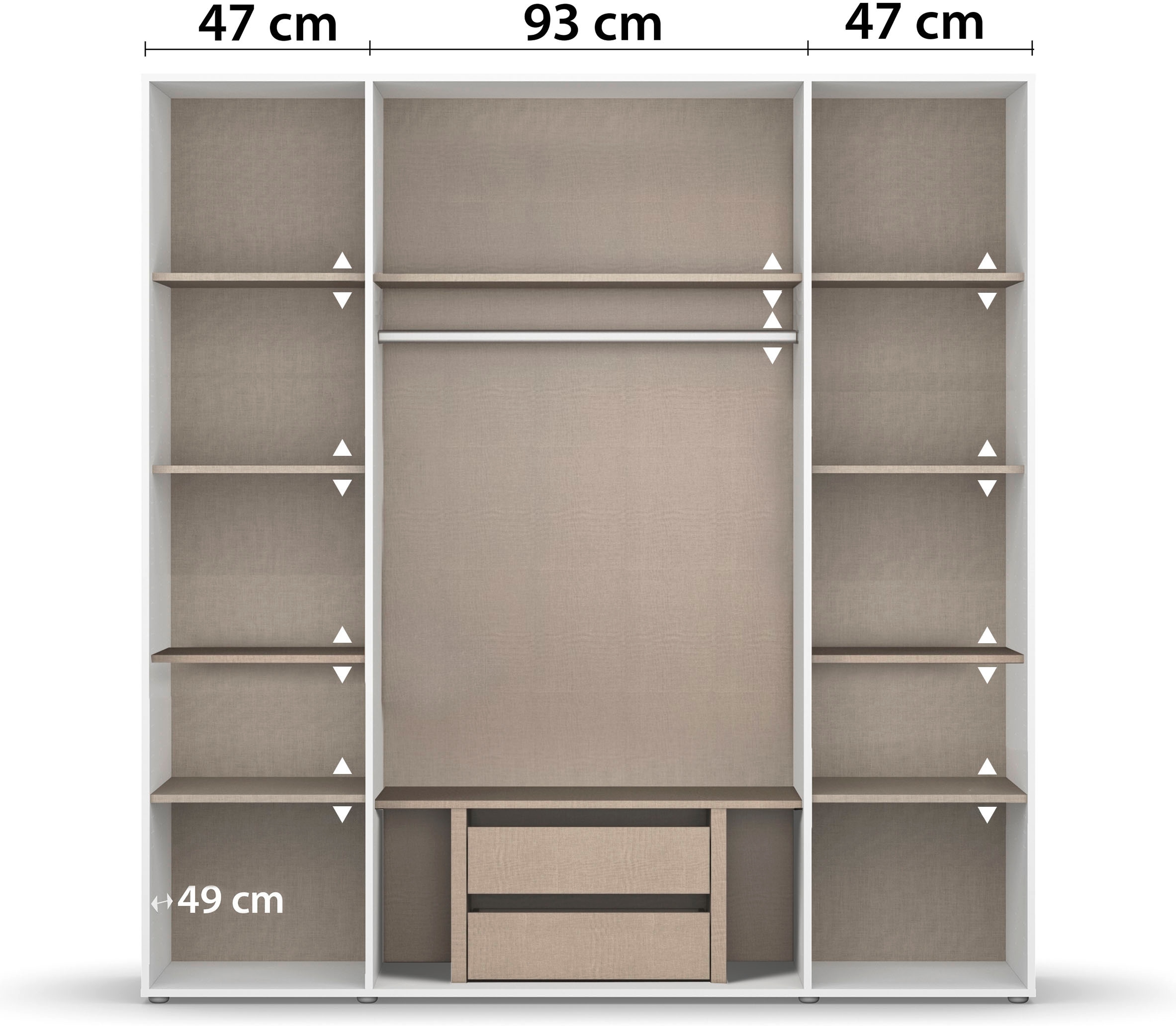 rauch Drehtürenschrank »Kleiderschrank Schrank Garderobe Wäscheschrank NABILA viel Stauraum«, (in 3 verschiedenen Ausstattungen BASIC/CLASSIC/PREMIUM), in 2 Breiten mit Push-to-Open Funktion TOPSELLER MADE IN GERMANY