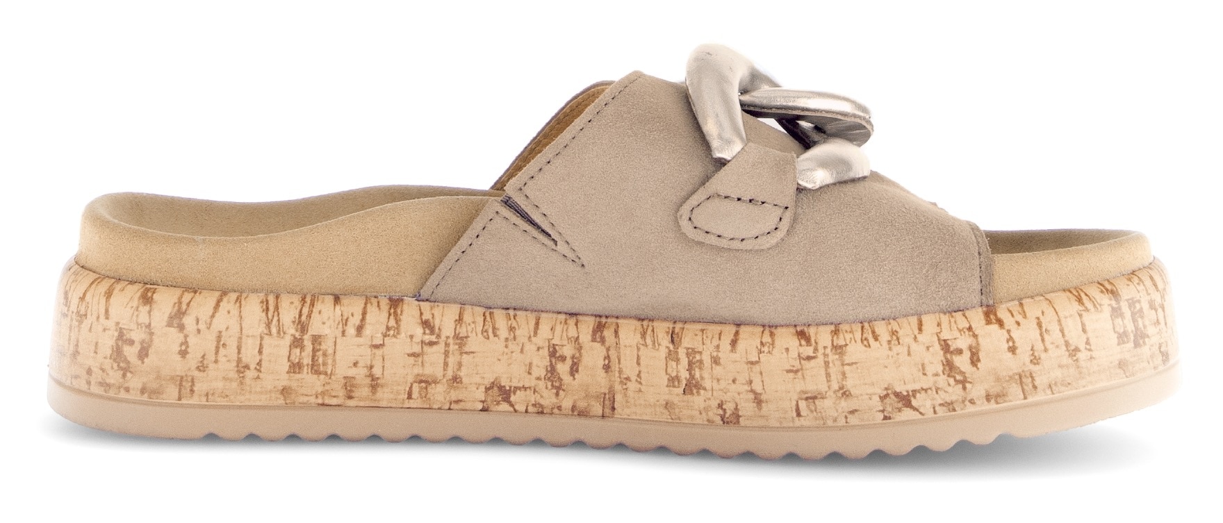 Gabor Pantolette, Plateau, Sommerschuh, Schlupfschuh mit bezogener Zierkette