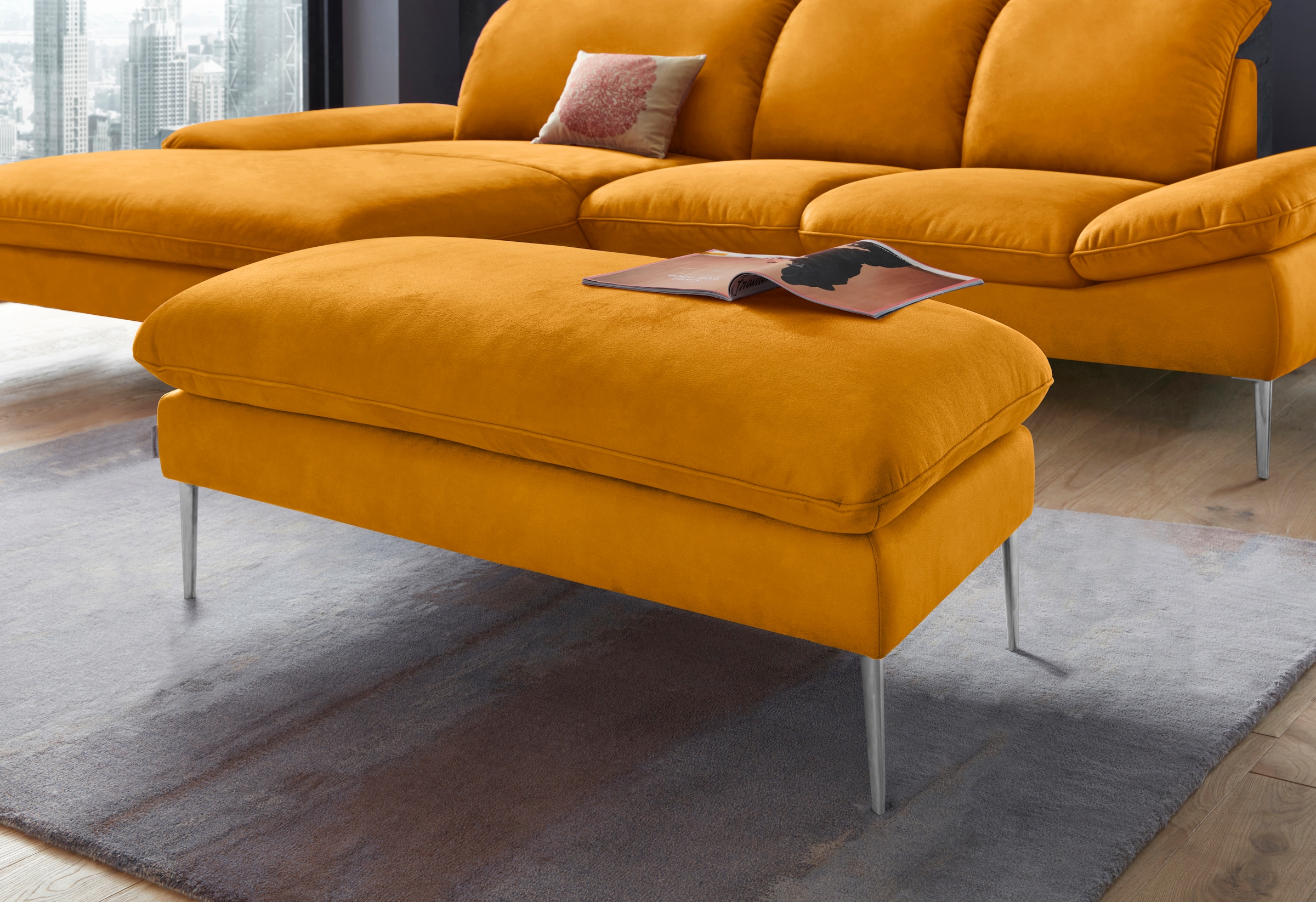 W.SCHILLIG Hocker »enjoy&MORE«, Füße Chrom glänzend, Breite 106 cm