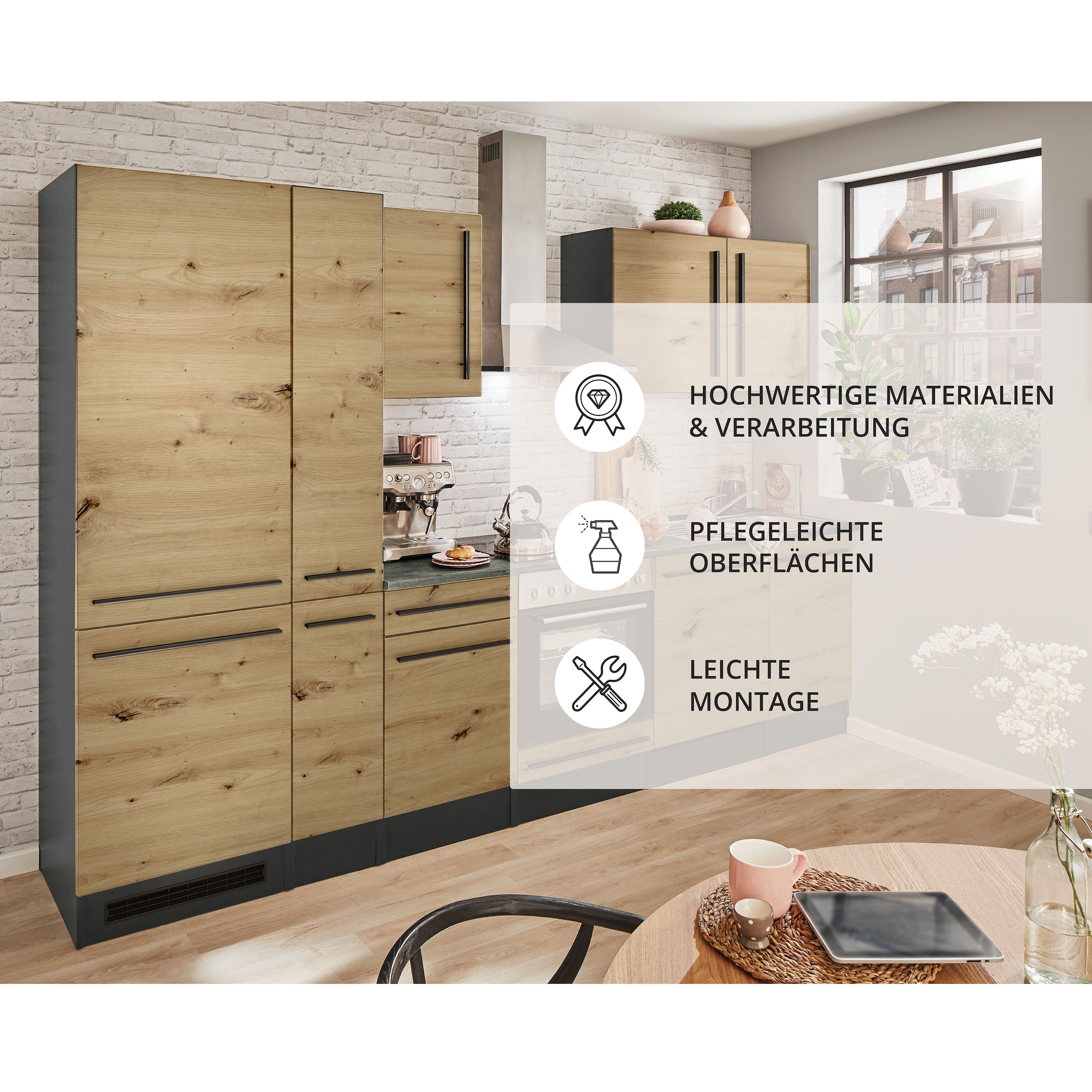 BASIC by Balculina Küchenzeile »Jazz«, Breite 310 cm, wahlweise mit E-Geräten