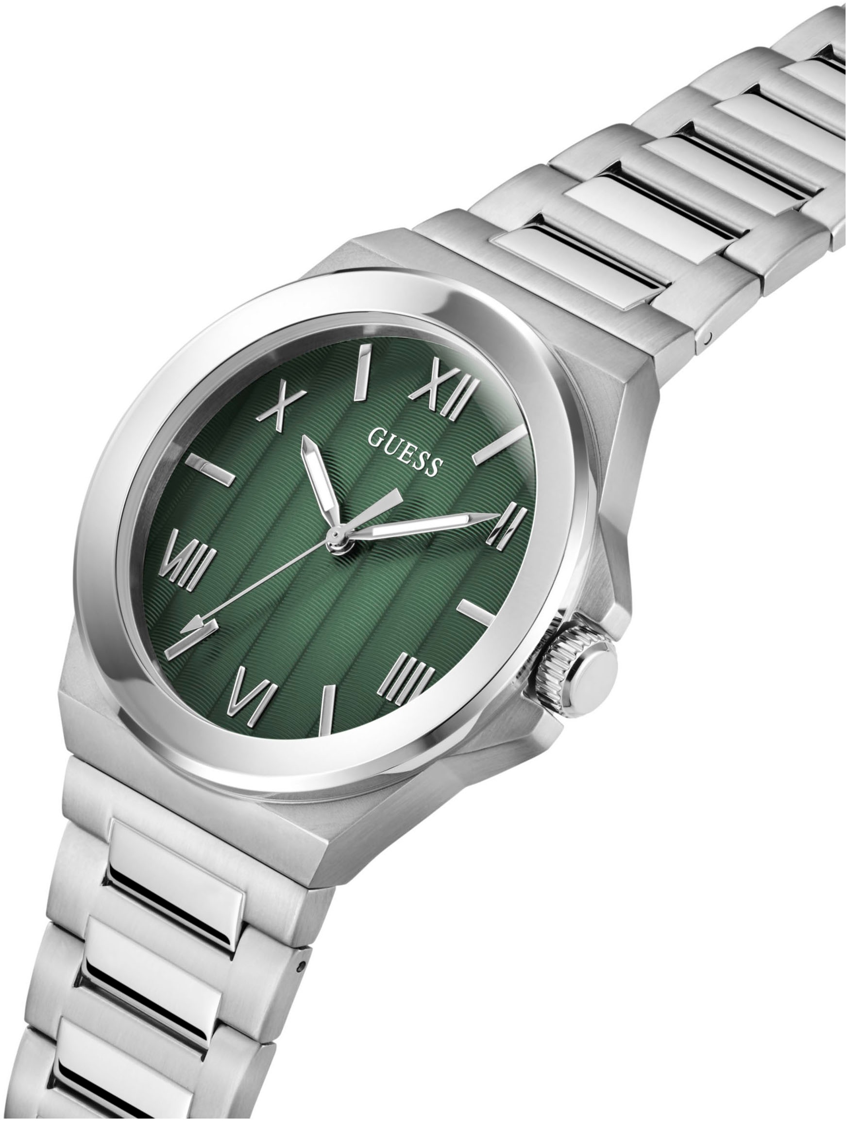 Guess Quarzuhr »VINYL«, Armbanduhr, Herrenuhr, Edelstahlarmband, Mineralglas, analog