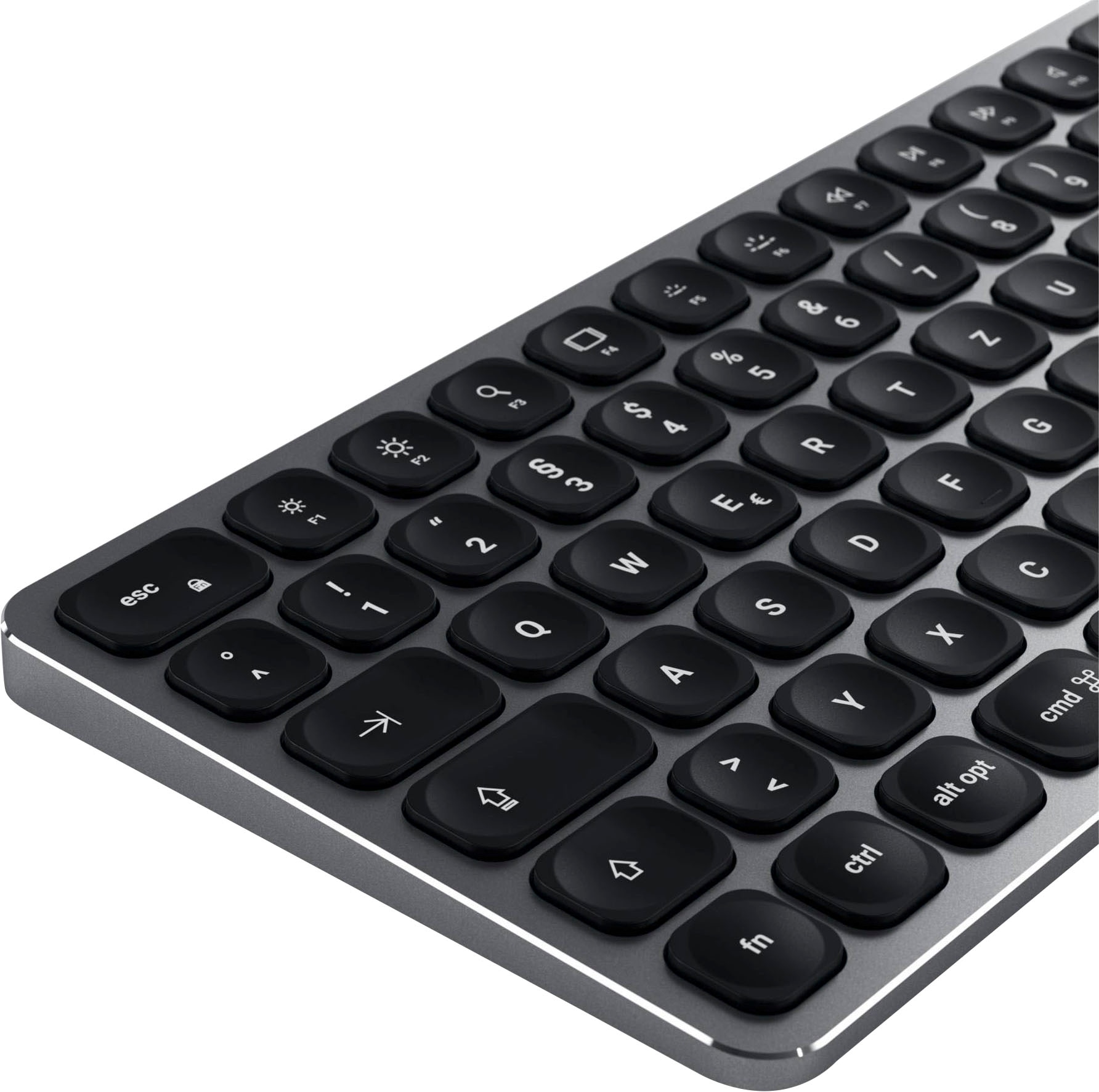 Satechi Tastatur »Aluminium BT Backlit Keyboard Slim German«, (Ziffernblock-Funktionstasten-Lautstärkeregler-USB-Anschluss)