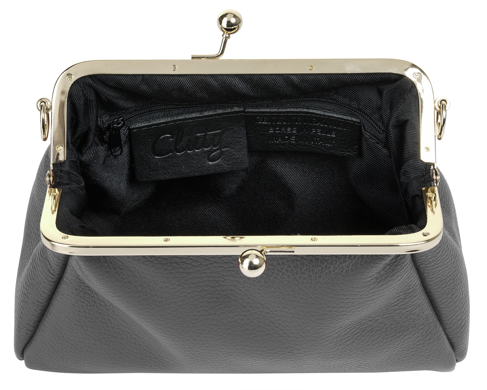 Cluty Abendtasche, echt Leder, Made in Italy