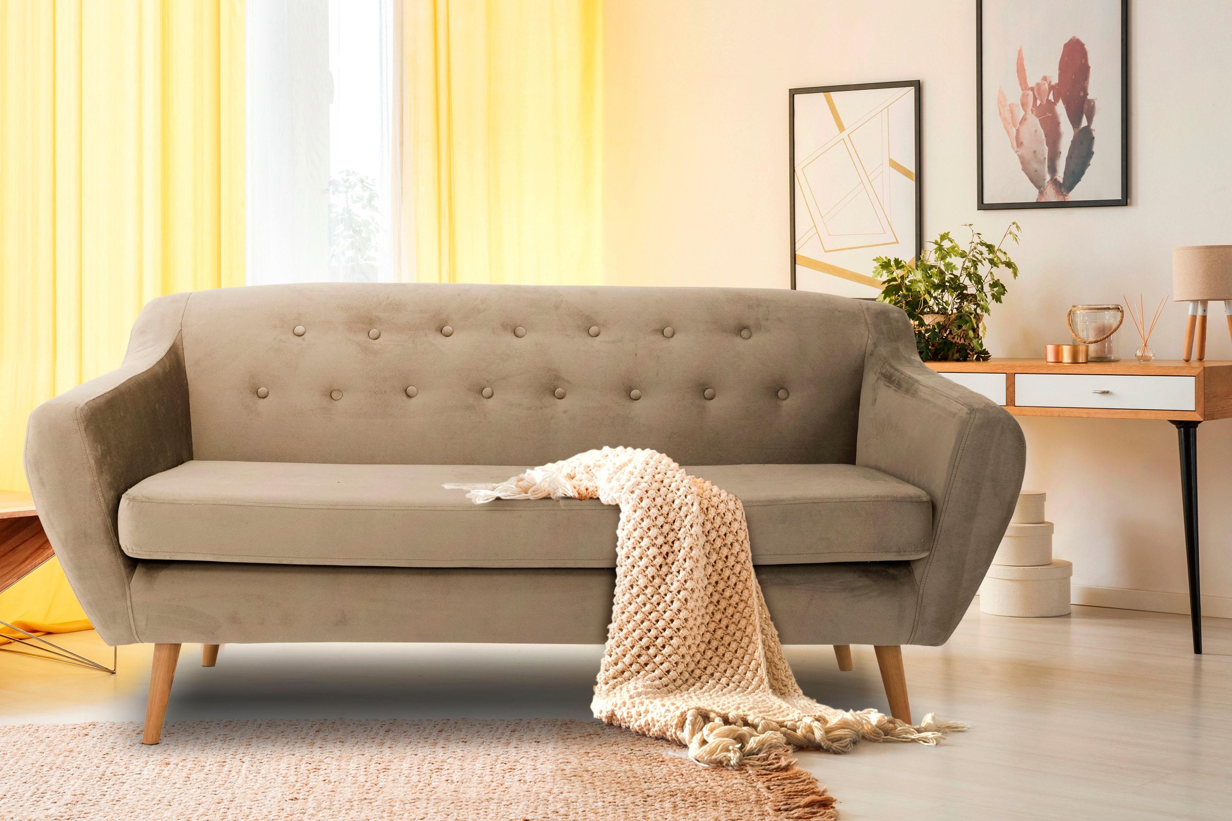 Home affaire 3-Sitzer »Renne« mit Heftung im Rücken im skandinavischem Stil günstig online kaufen